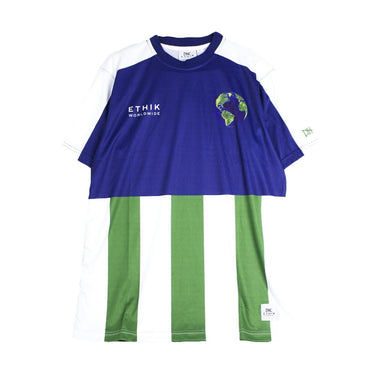 Ethik, Maglietta Uomo Global Soccer Jersey, Blu/ Verde