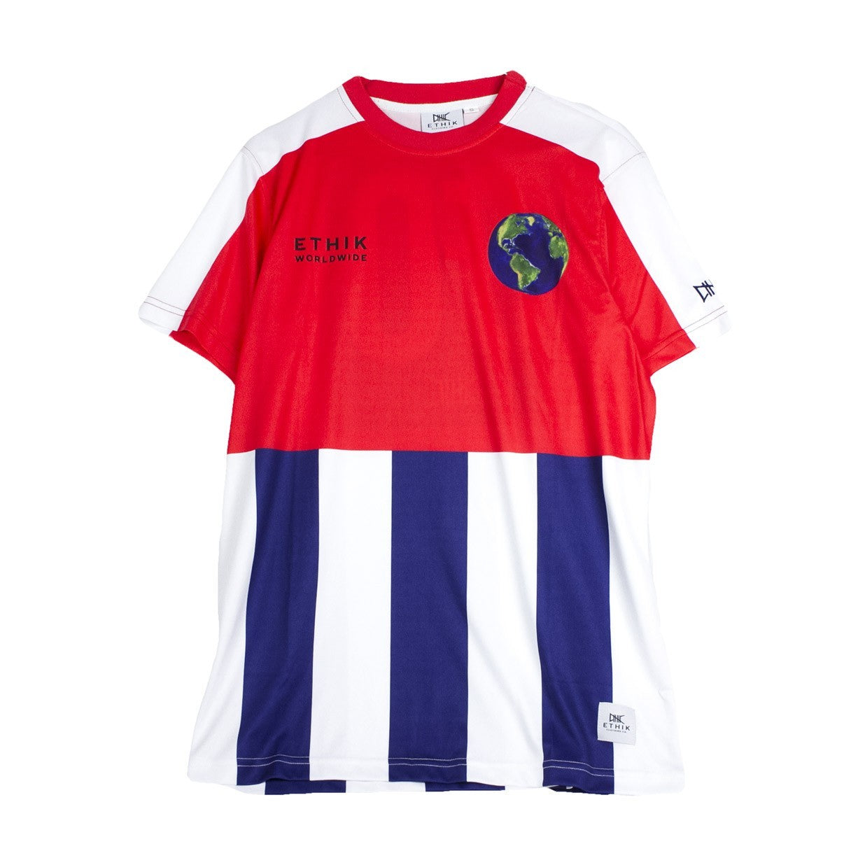 Ethik, Maglietta Uomo Global Soccer Jersey, Rosso/blu/bianco