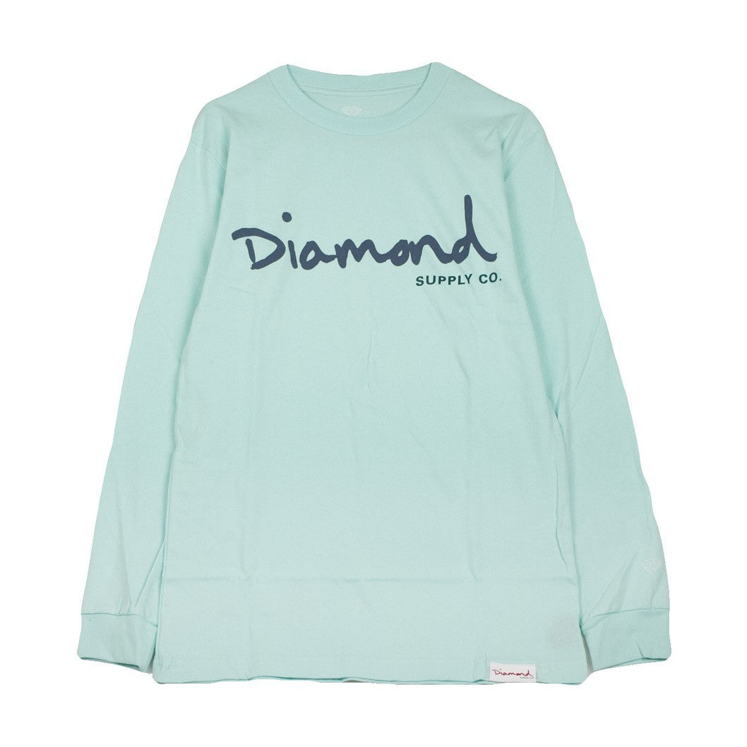 Diamond Supply, Maglietta Manica Lunga Uomo Og Script L/s, Diamond Blue