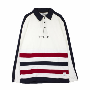 Ethik, Polo Manica Lunga Uomo Campus Rugby, White/navy/red