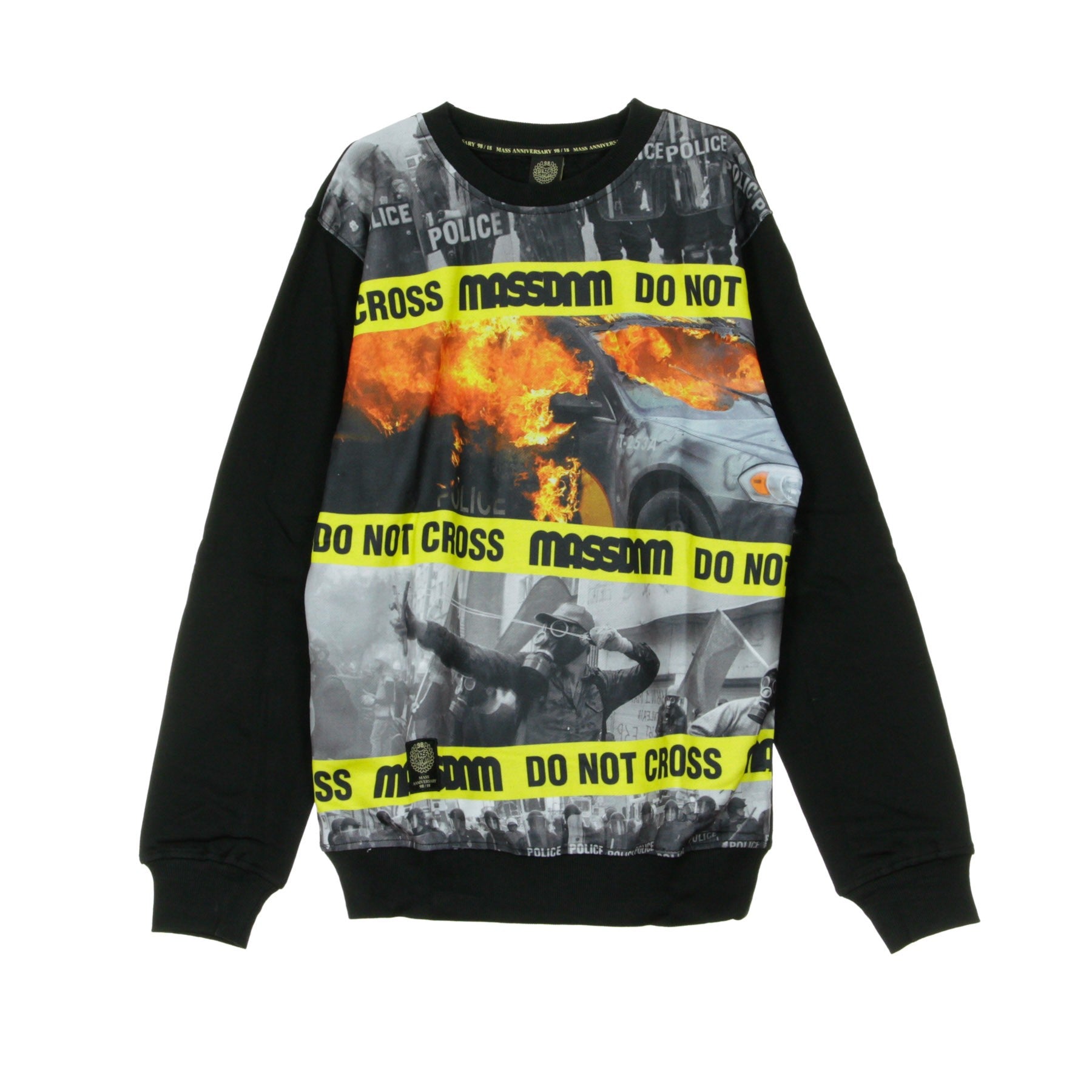 Mass Denim, Felpa Girocollo Uomo Do Not Cross, Black