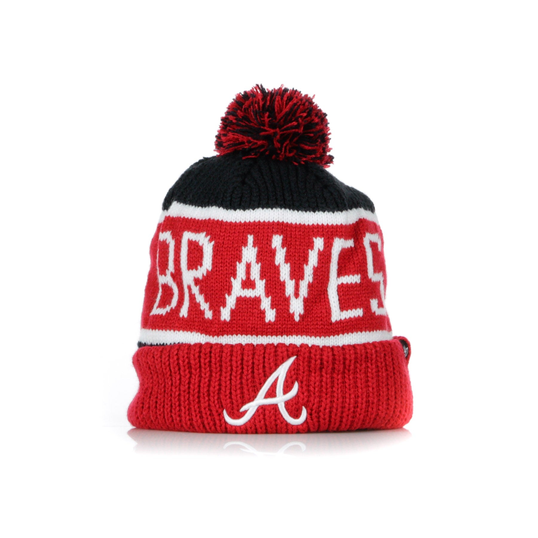 47 Brand, Cappello Pom Pom Uomo Calgary Cuff Knit Atlbra, Original Team Colors