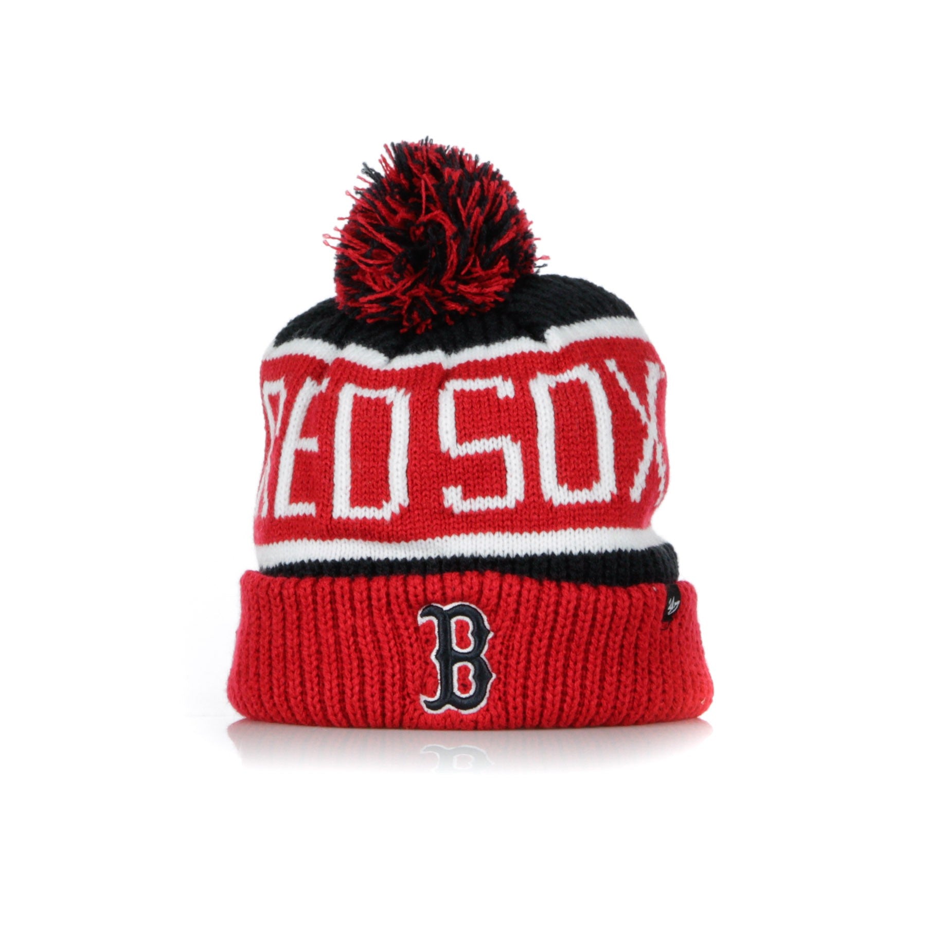 47 Brand, Cappello Pom Pom Uomo Calgary Cuff Knit Bosred, Original Team Colors