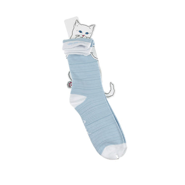 Ripndip, Calza Media Uomo Peeking Nerm Socks, Baby Blue/white