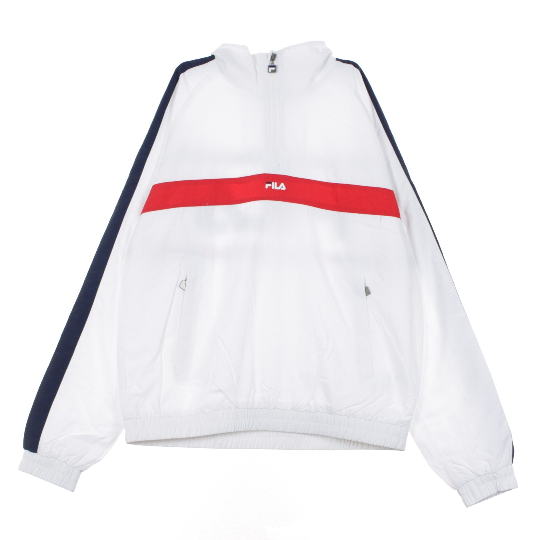 Fila, Giacca A Vento Infilabile Uomo Jona, Bright White/black Iris/true Red