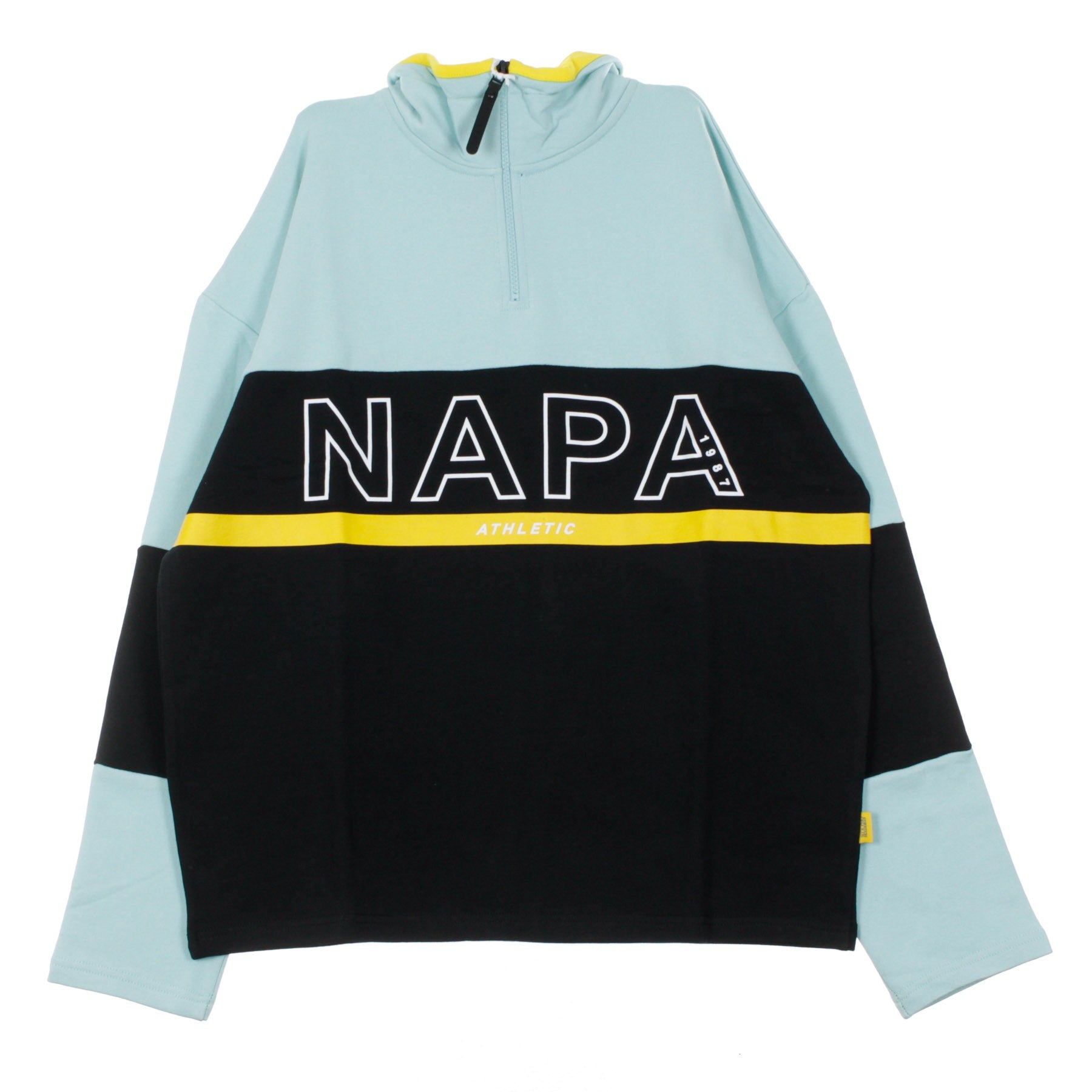Napa Silver, Felpa Collo Alto Uomo B-anzere Zip Sweat, Light Blue/black