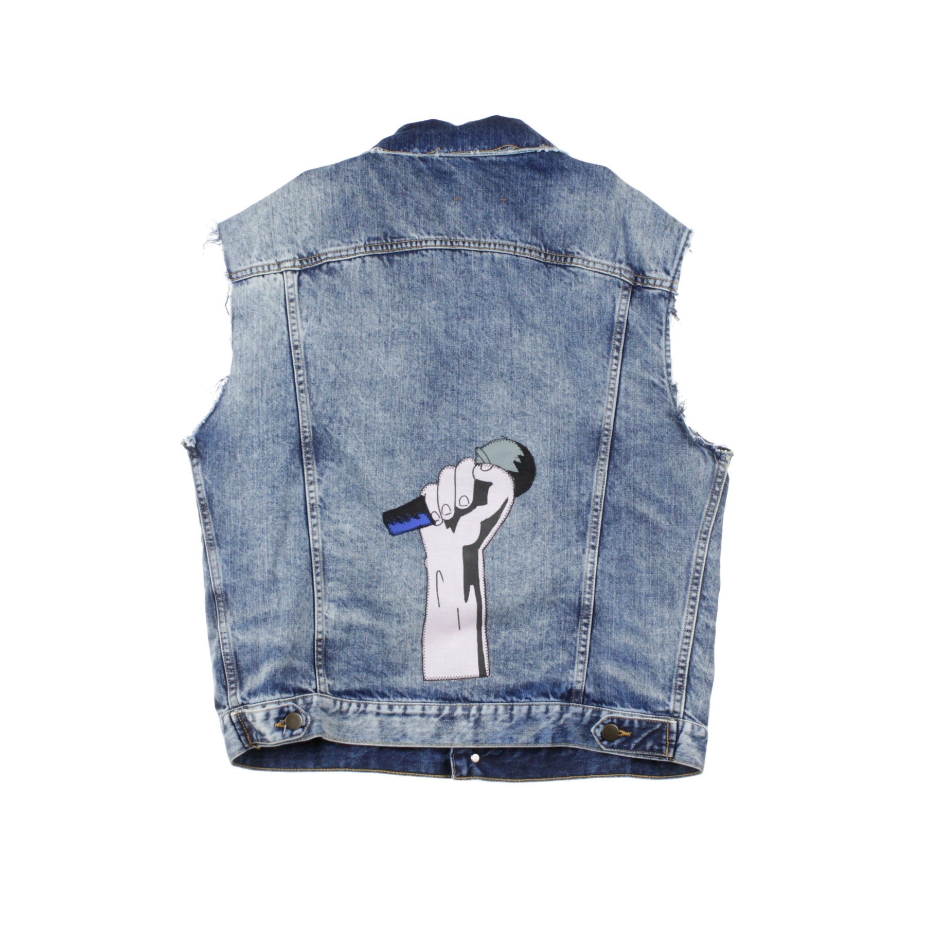 Tpatch, Giubbotto Jeans Uomo Microfono Sleeveless, 