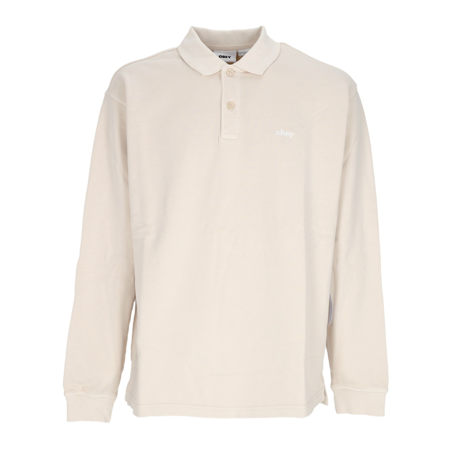 Kleinbuchstaben-Pigment-Langarm-Poloshirt für Herren, Pigment Clay-Polo