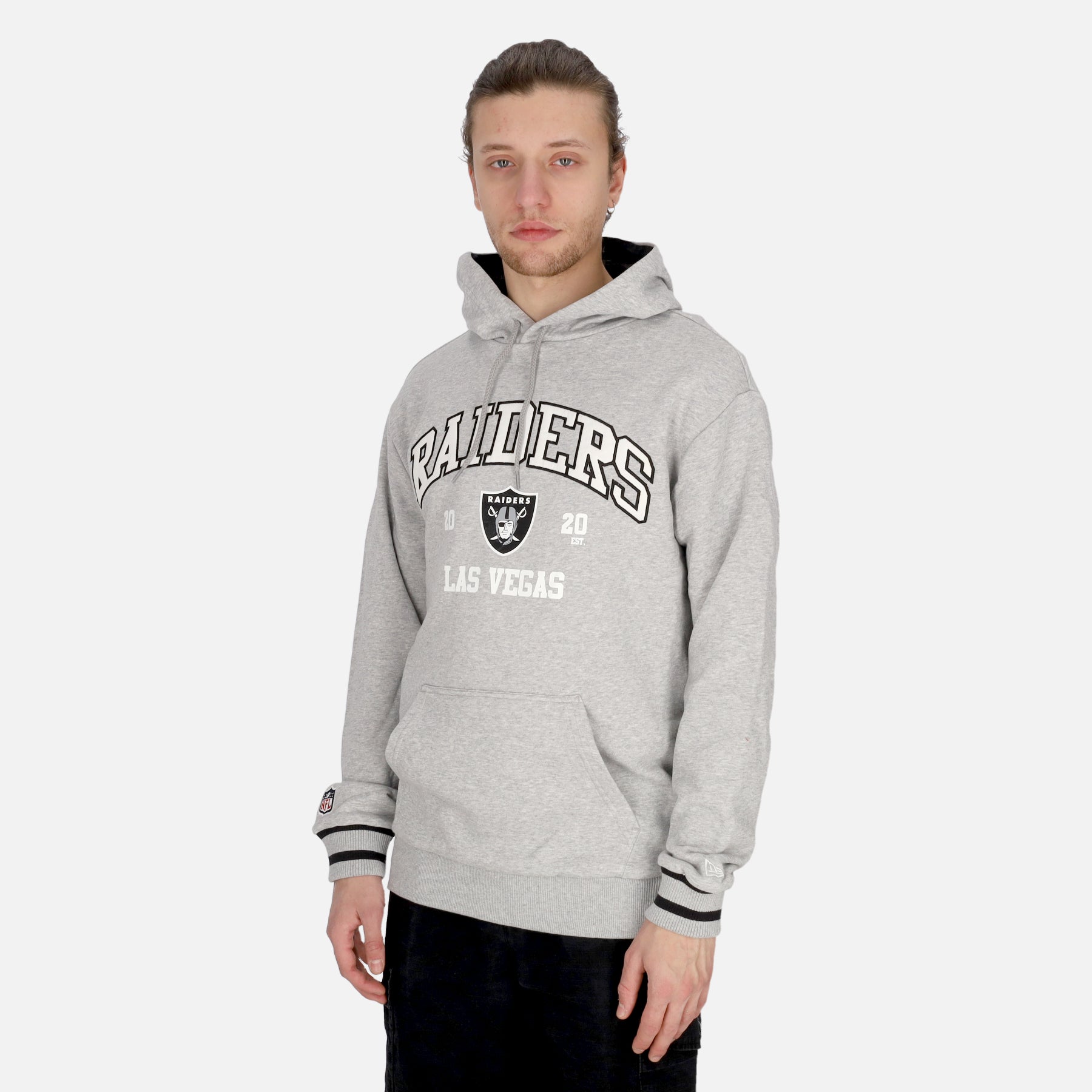 Felpa Leggera Cappuccio Uomo Nfl Oversized Hoodie Lasrai Heather Grey/black 60435383