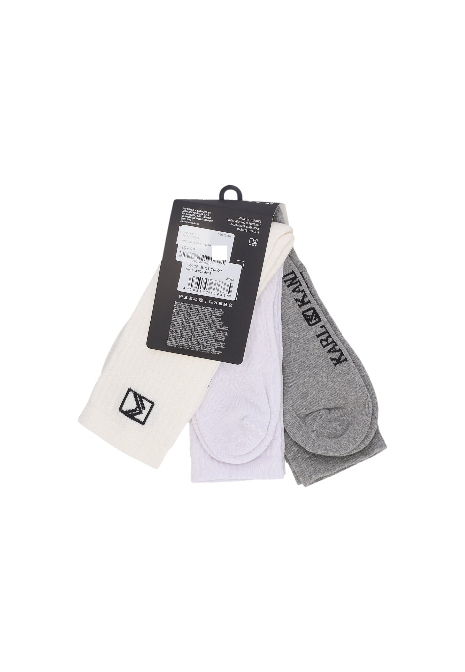 Calza Media Unisex Og 3pk Socks Grey Melange/white/off White 30030006
