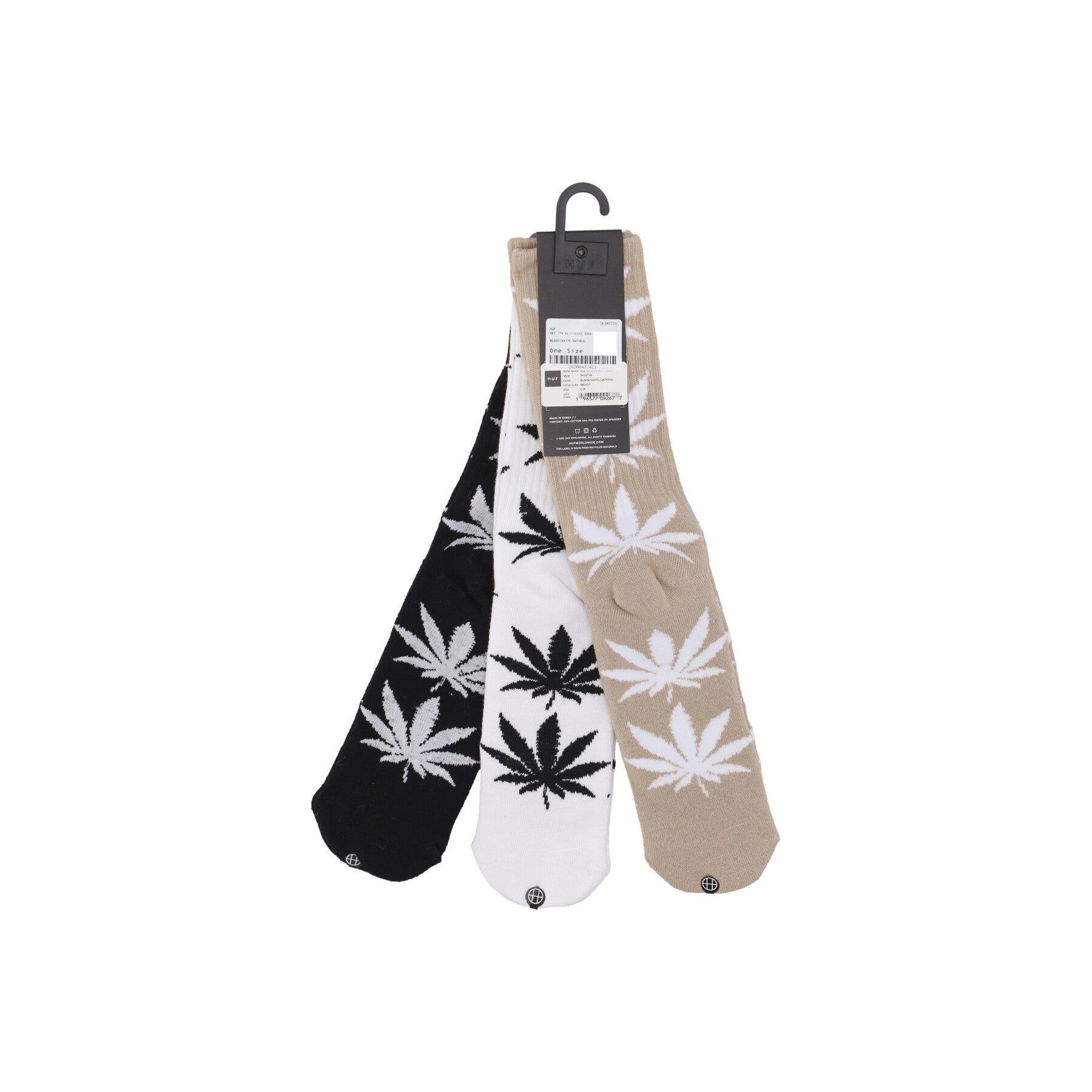 Calza Media Uomo Set 3pk Plantlife Sock Black/white/oatmeal SK00738