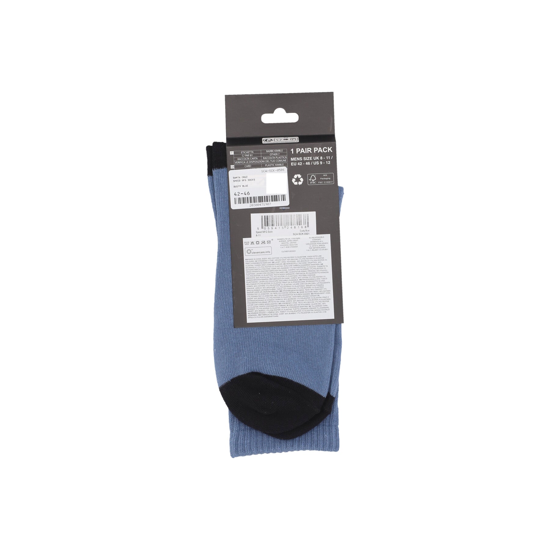 Calza Media Uomo Speed Mfg Socks Dusty Blue SCA-SCK-0501