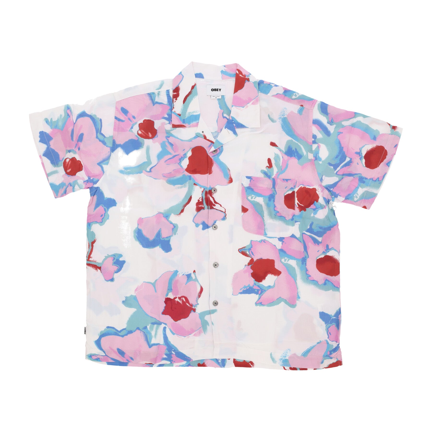 Camicia Manica Corta Uomo Acrylic Flower Woven Cream Multi 181210405