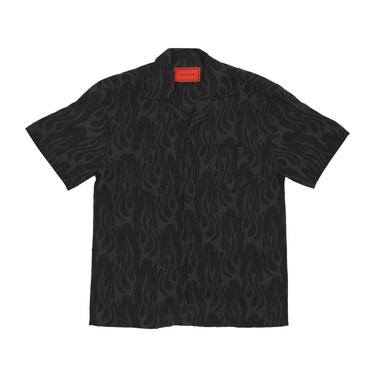 Camicia Manica Corta Uomo Flames Aop Shirt Black VS01103