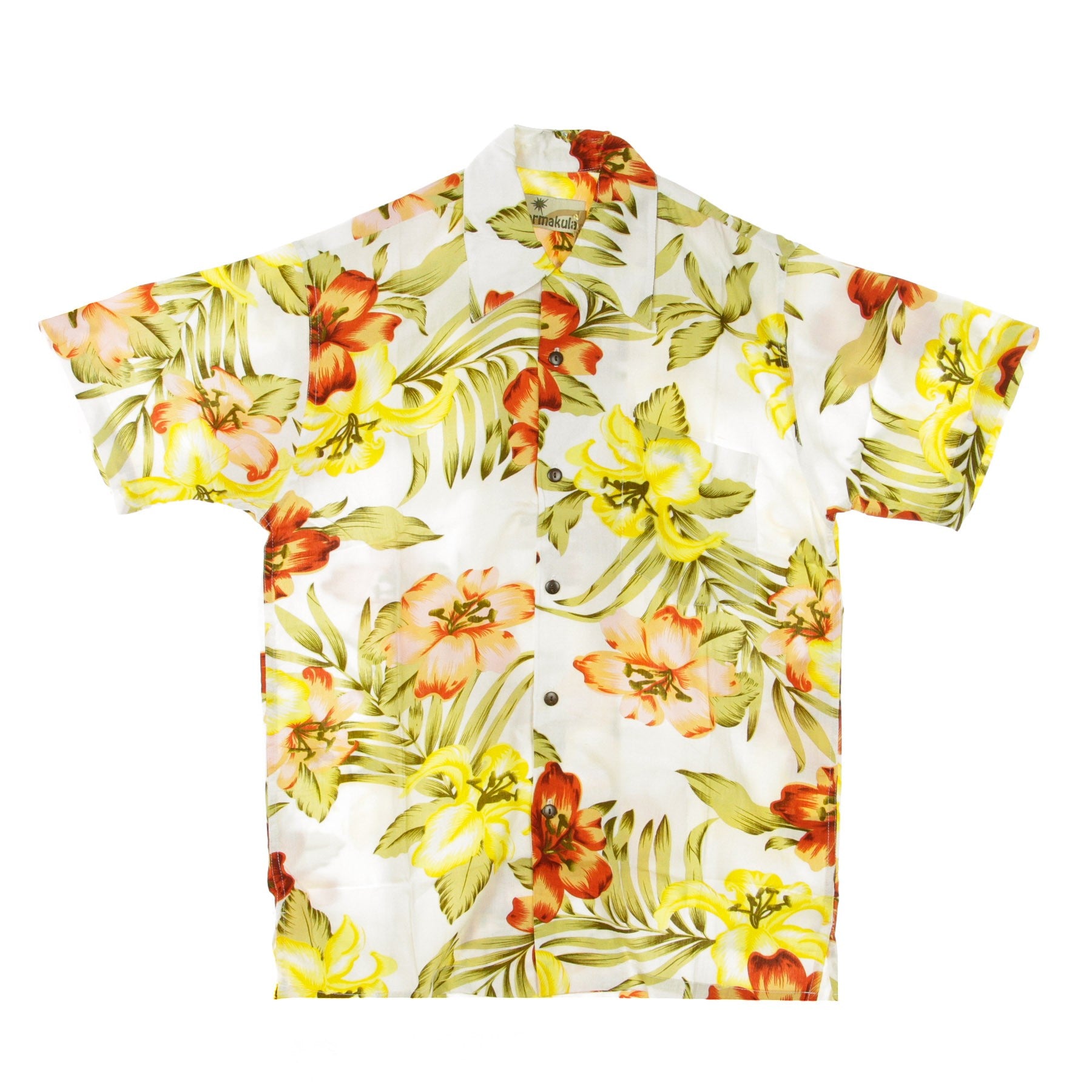 Camicia Manica Corta Uomo Hawaiian Shirt Livingston Cream HS-1