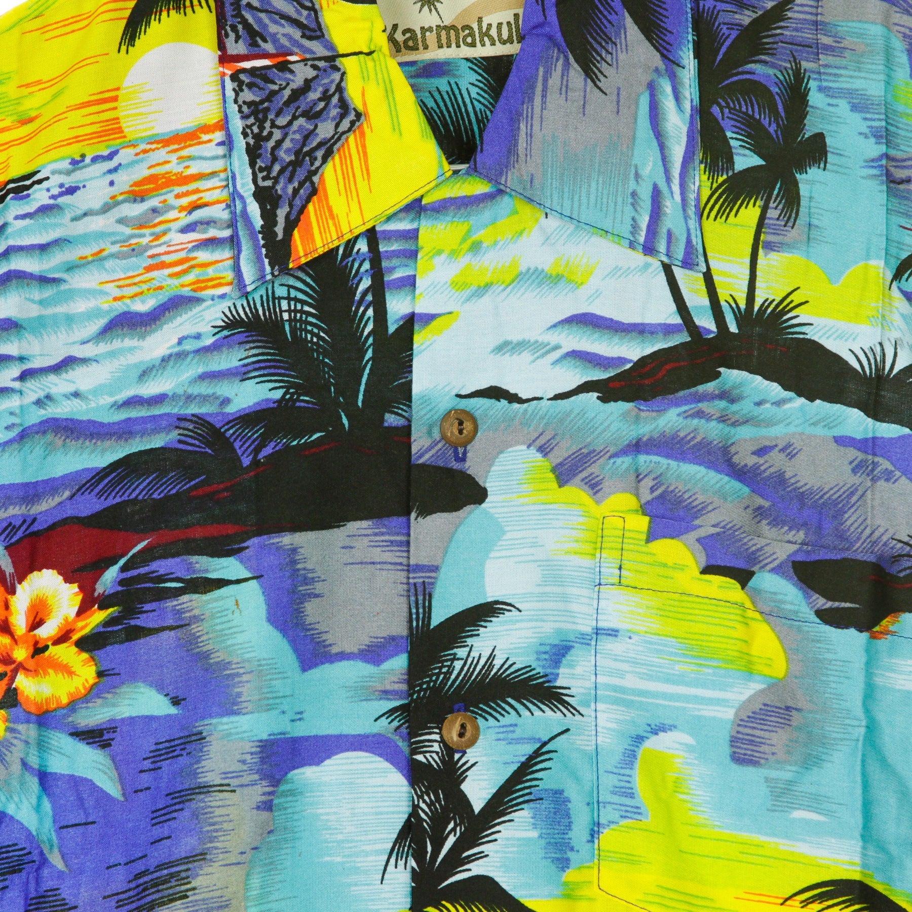 Camicia Manica Corta Uomo Hawaiian Shirt Sunset Blue HS-1