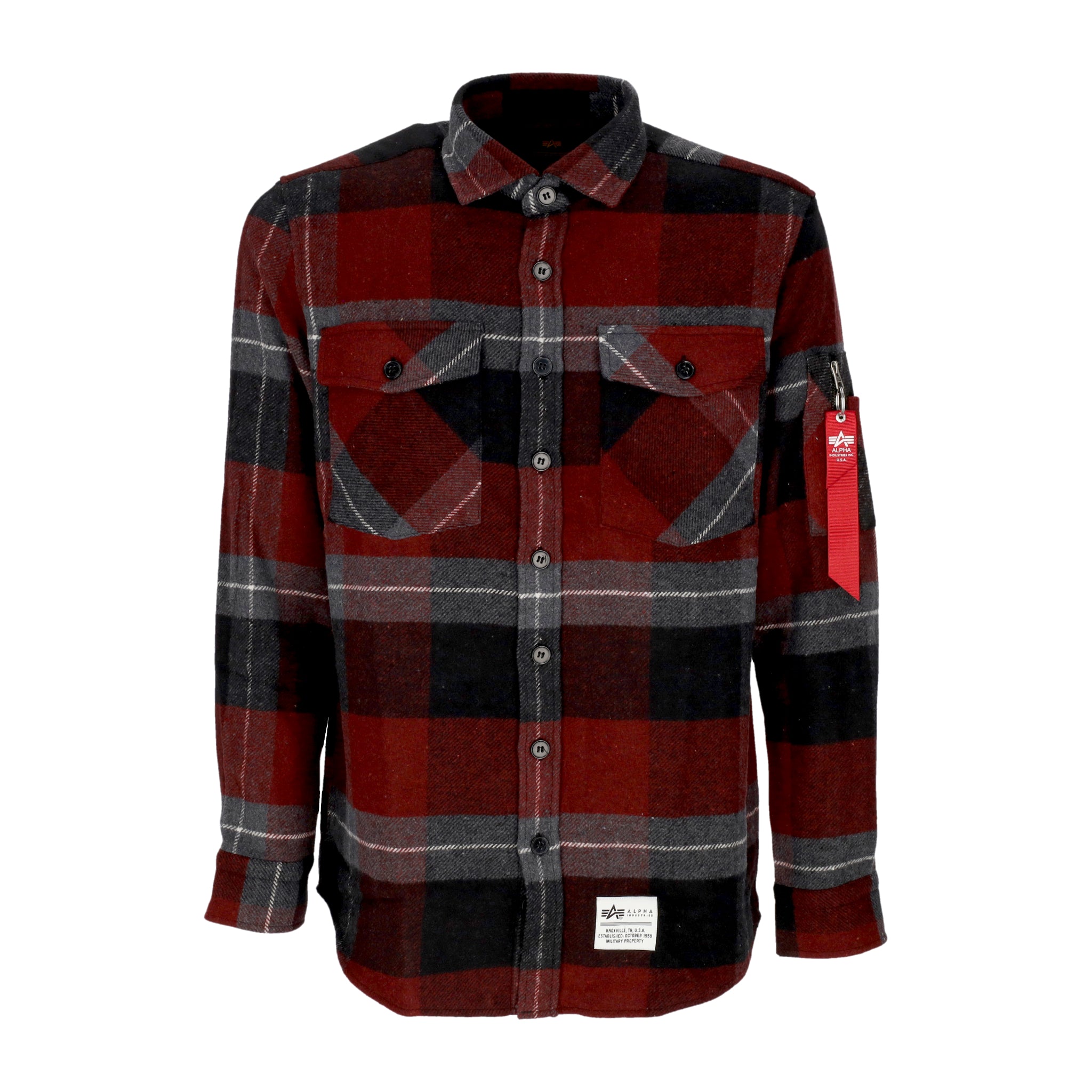 Camicia Manica Lunga Uomo Flannel Shirt Black Gray 108145A