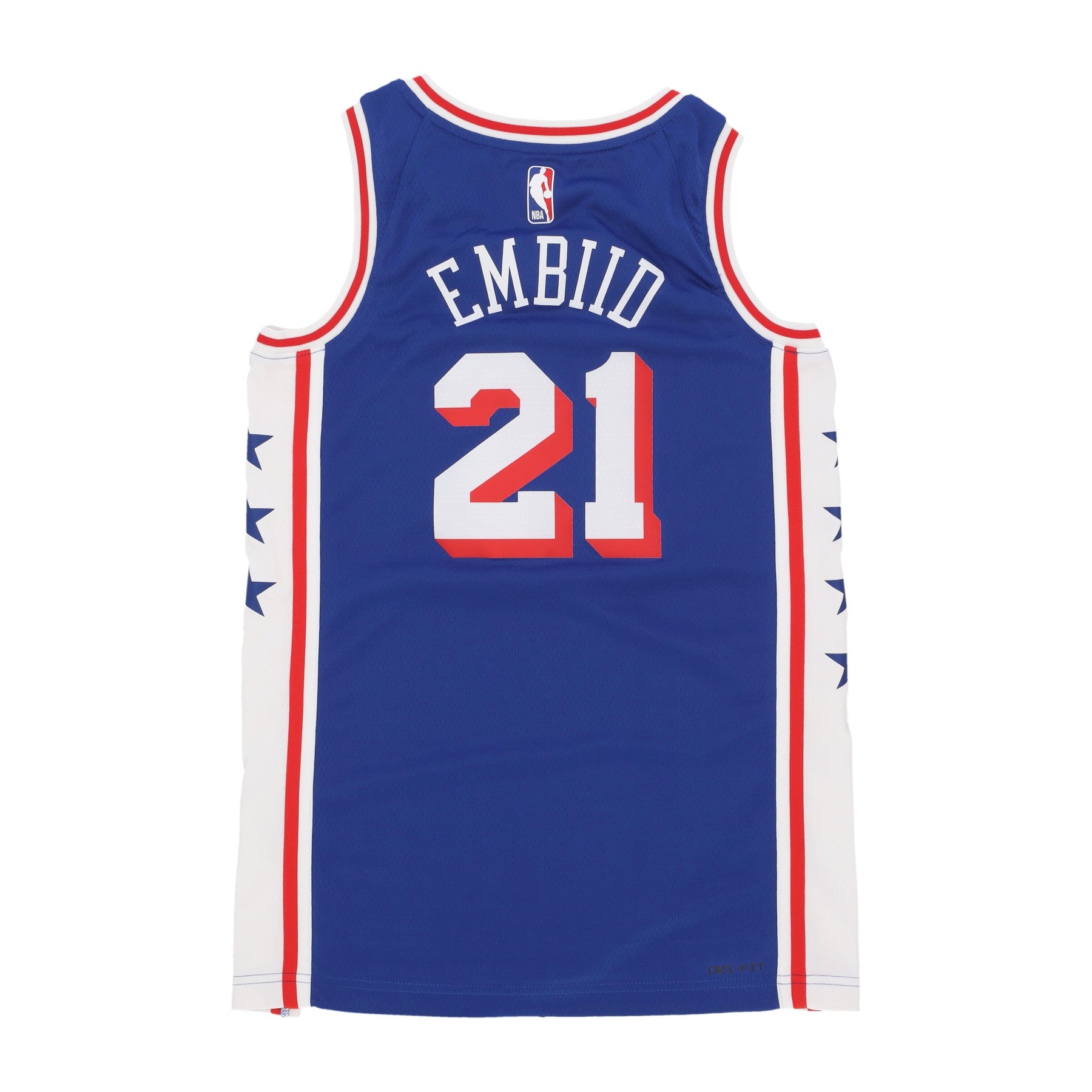Canotta Basket Uomo Nba Icon 23 Dri-fit Swingman Jersey No 21 Joel Embiid Phi76e Rush Blue DX8620-401