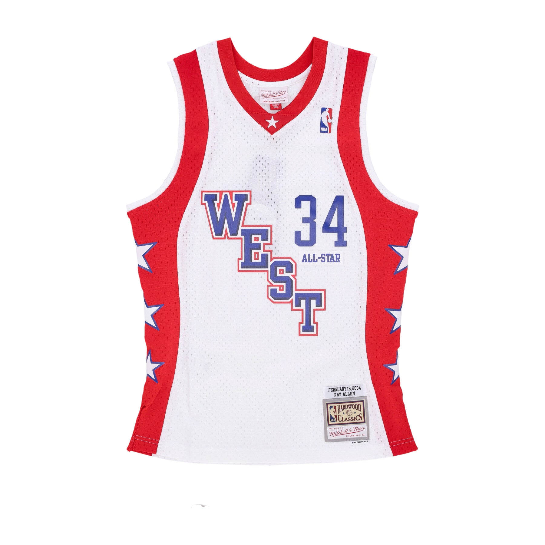 Canotta Basket Uomo Nba White Jersey All Star 2004 No 34 Ray Allen Team West White SMJY7086-ASW04RALWHIT