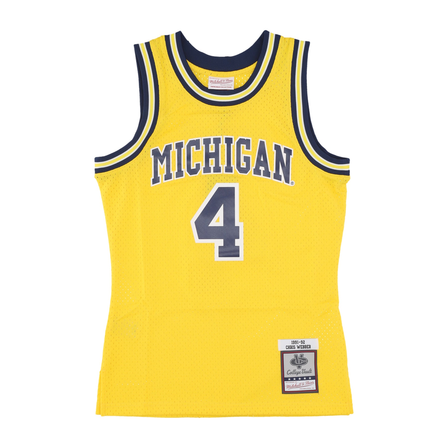 Canotta Basket Uomo Ncaa Maize Jersey 1991 No 4 Chris Webber Micwol Yellow SMJY6223-UMI91CWEYELL