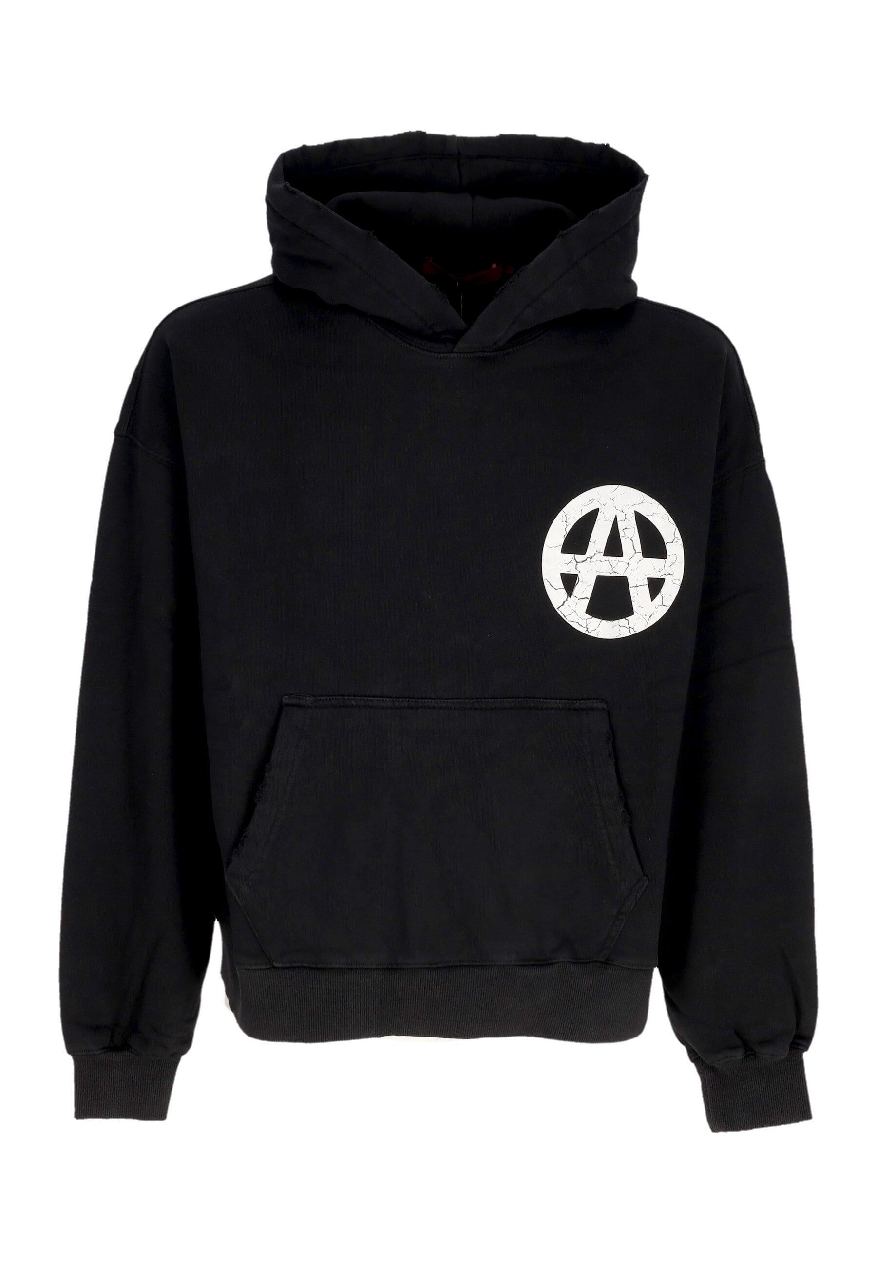 Felpa Cappuccio Uomo Anarchy Hoodie Washed Black HTDM371904