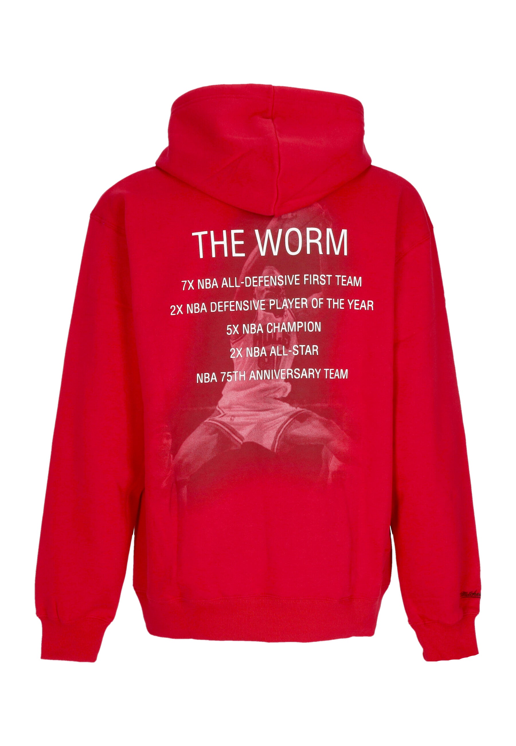 Felpa Cappuccio Uomo Nba Premium Fleece Vintage Logo Hoodie Dennis Rodman Chibul Scarlet FNNC6612-CBUYYDRDSCAR