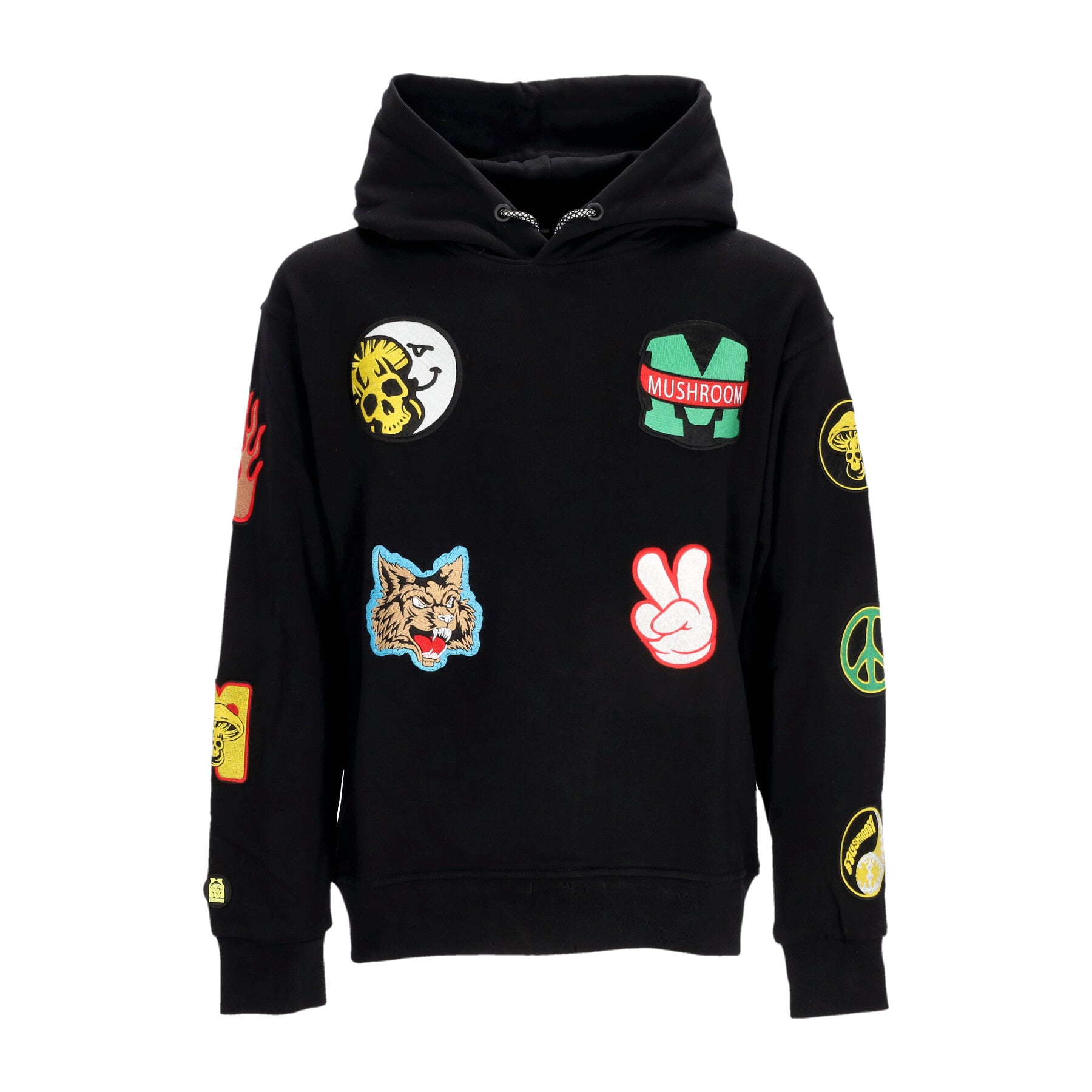 Felpa Cappuccio Uomo Stickers Hoodie Black 23FWMU23036-01