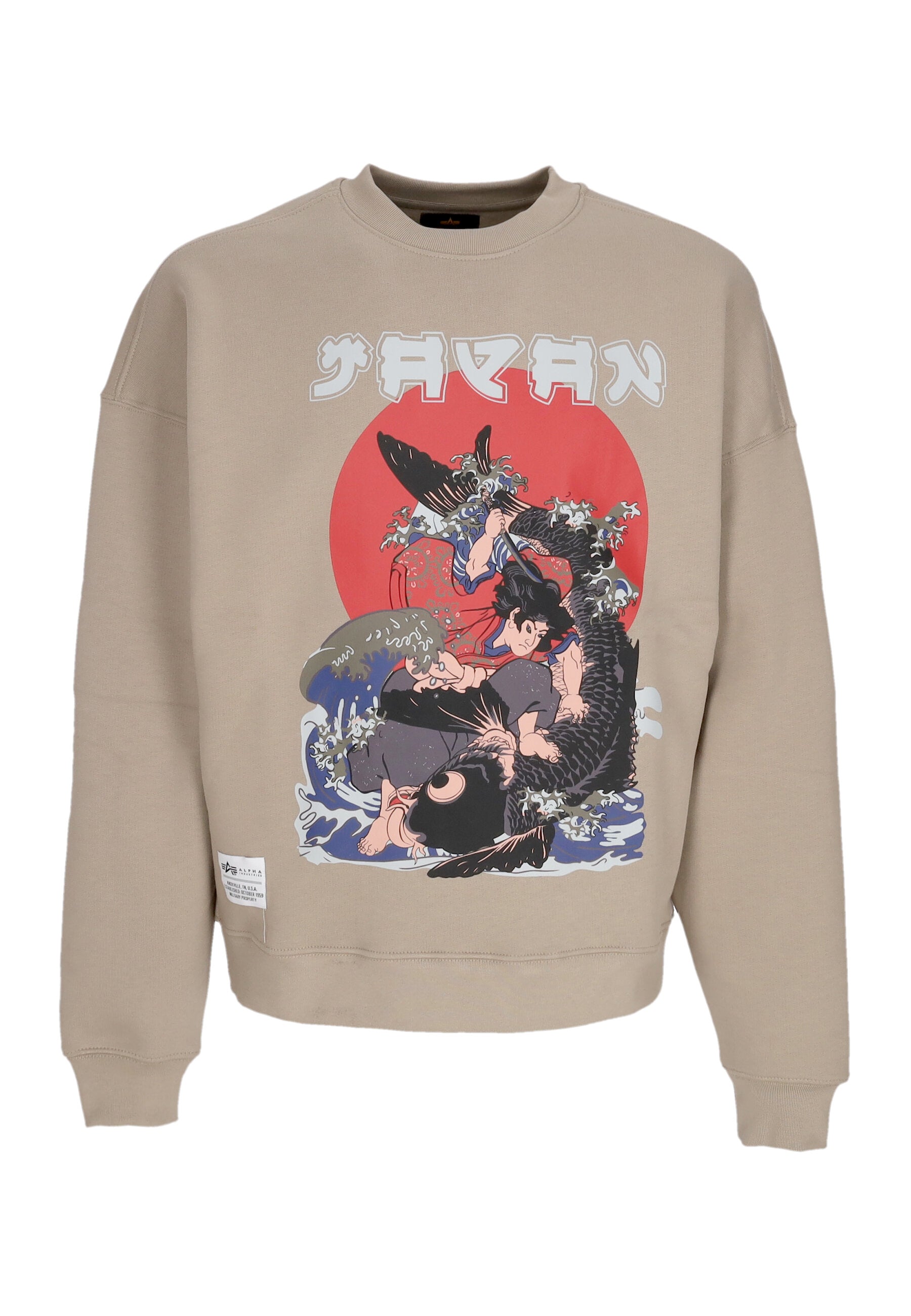 Felpa Girocollo Uomo Japan Warrior Crewneck Vintage Sand 146300