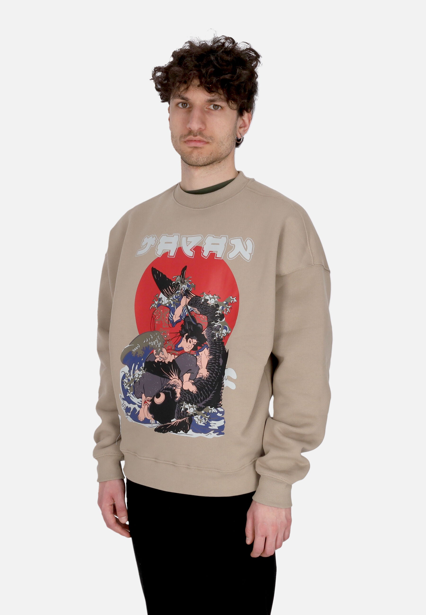 Felpa Girocollo Uomo Japan Warrior Crewneck Vintage Sand 146300