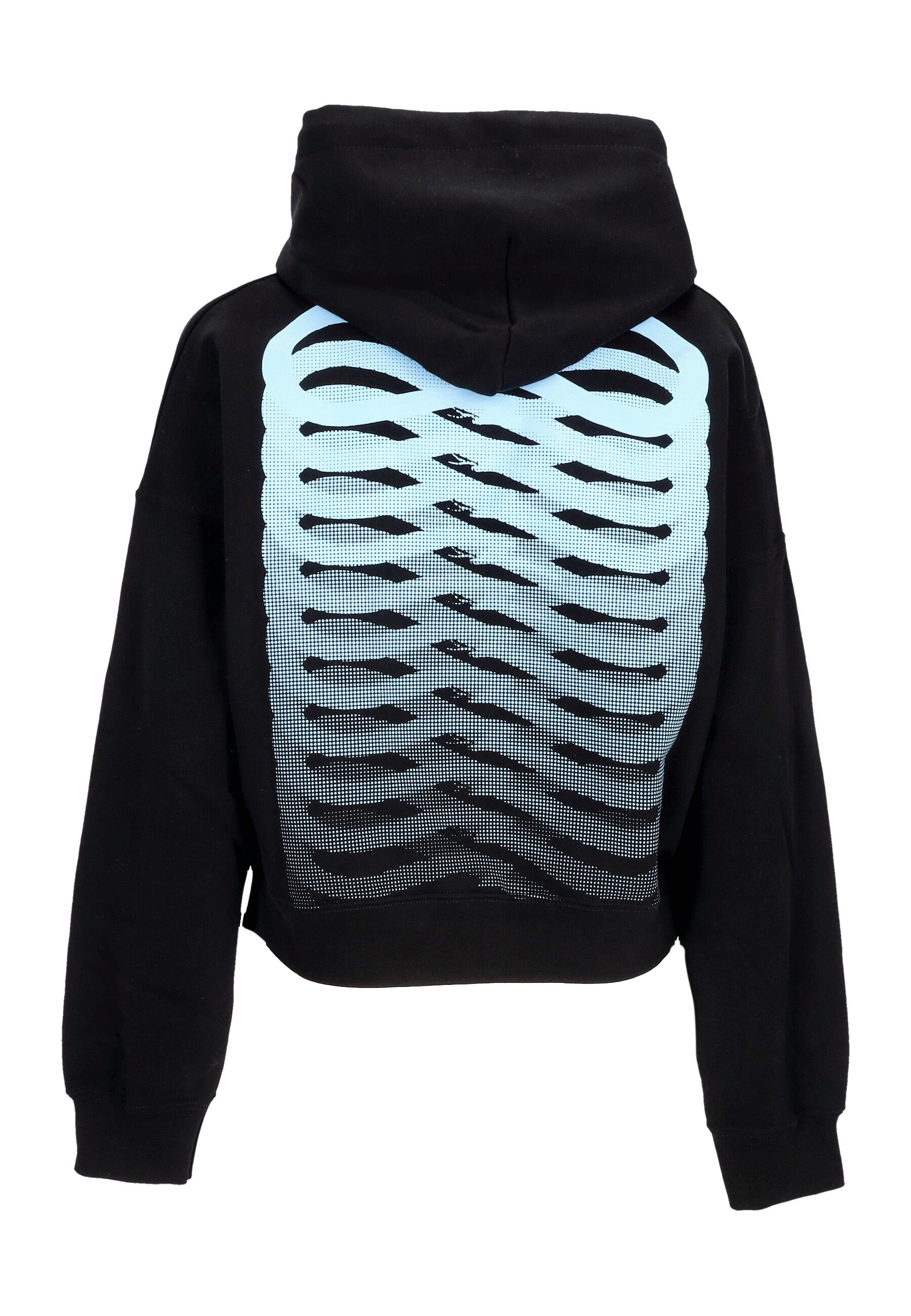 Felpa Leggera Cappuccio Corta Donna W Ribs Crop Top Hoodie Black 24SSPRFE289