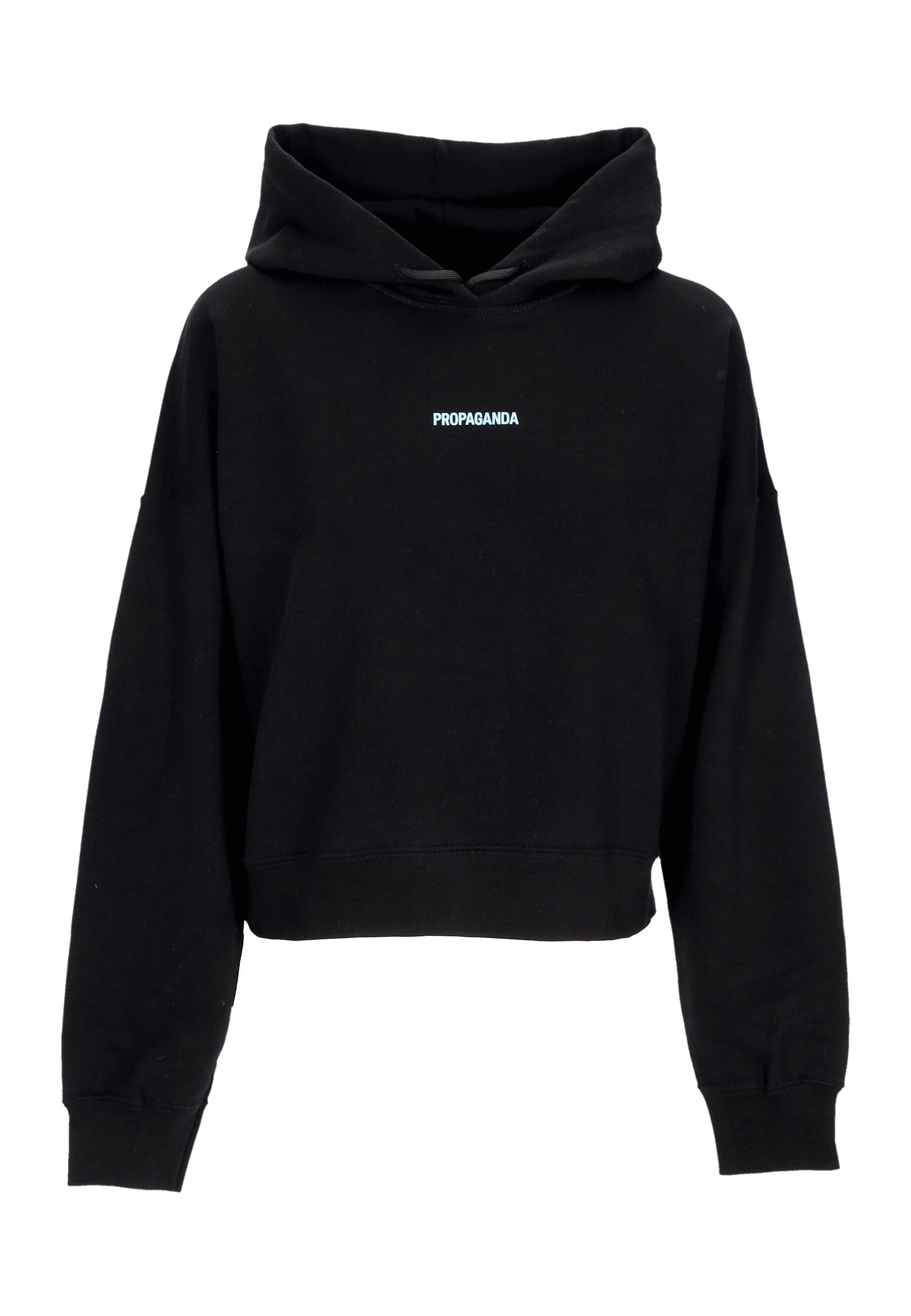 Felpa Leggera Cappuccio Corta Donna W Ribs Crop Top Hoodie Black 24SSPRFE289