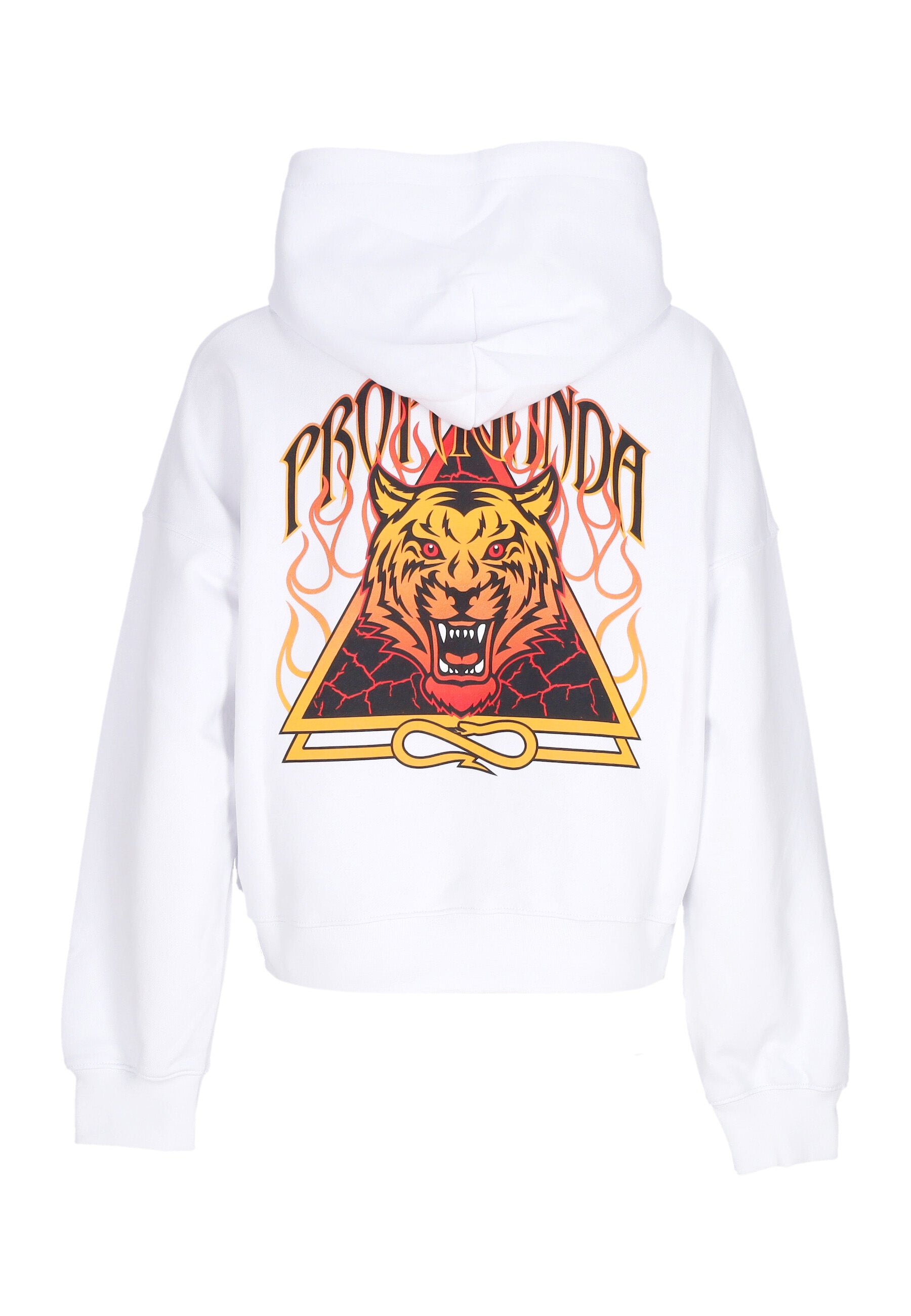 Felpa Leggera Cappuccio Corta Donna W Triangle Bengala Crop Top Hoodie White 24SSPRFE288