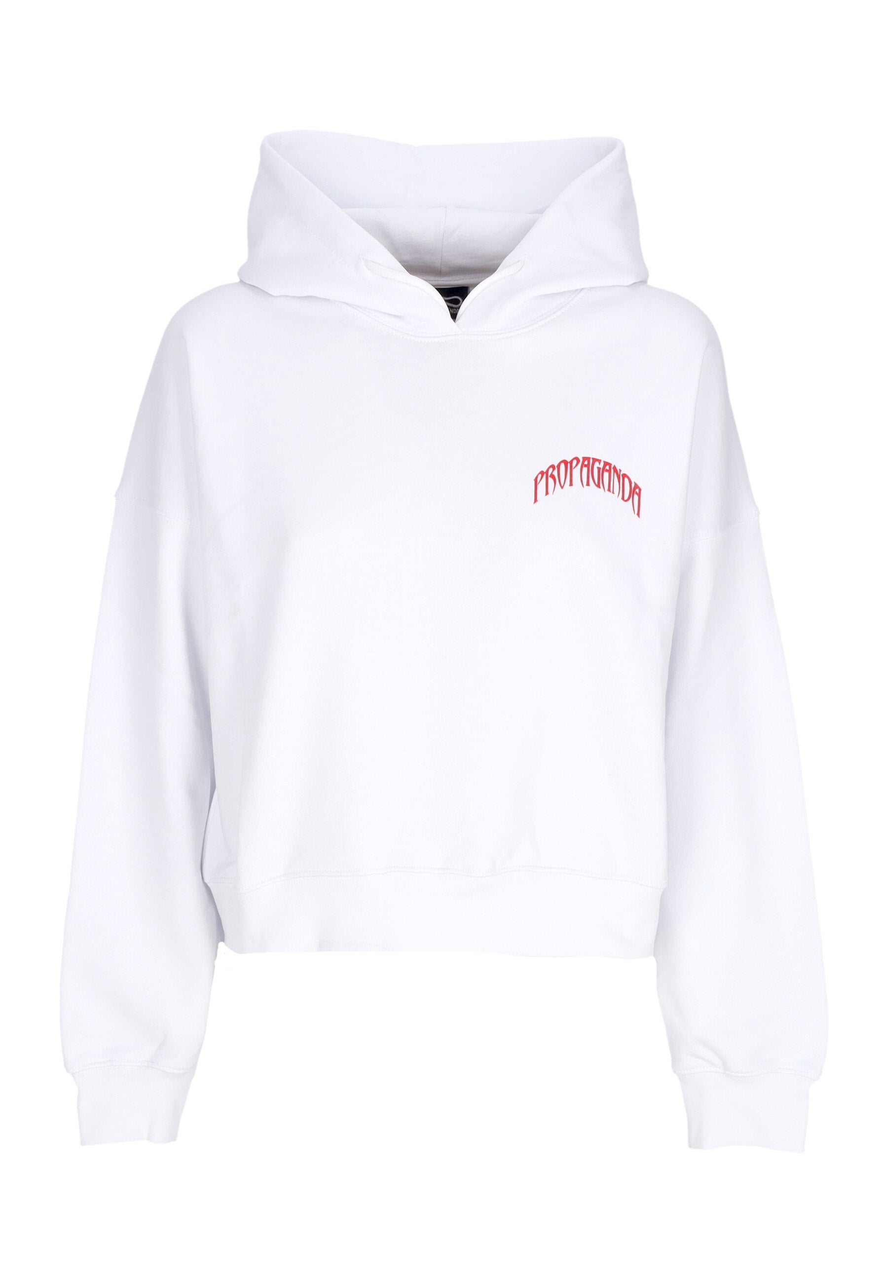 Felpa Leggera Cappuccio Corta Donna W Triangle Bengala Crop Top Hoodie White 24SSPRFE288