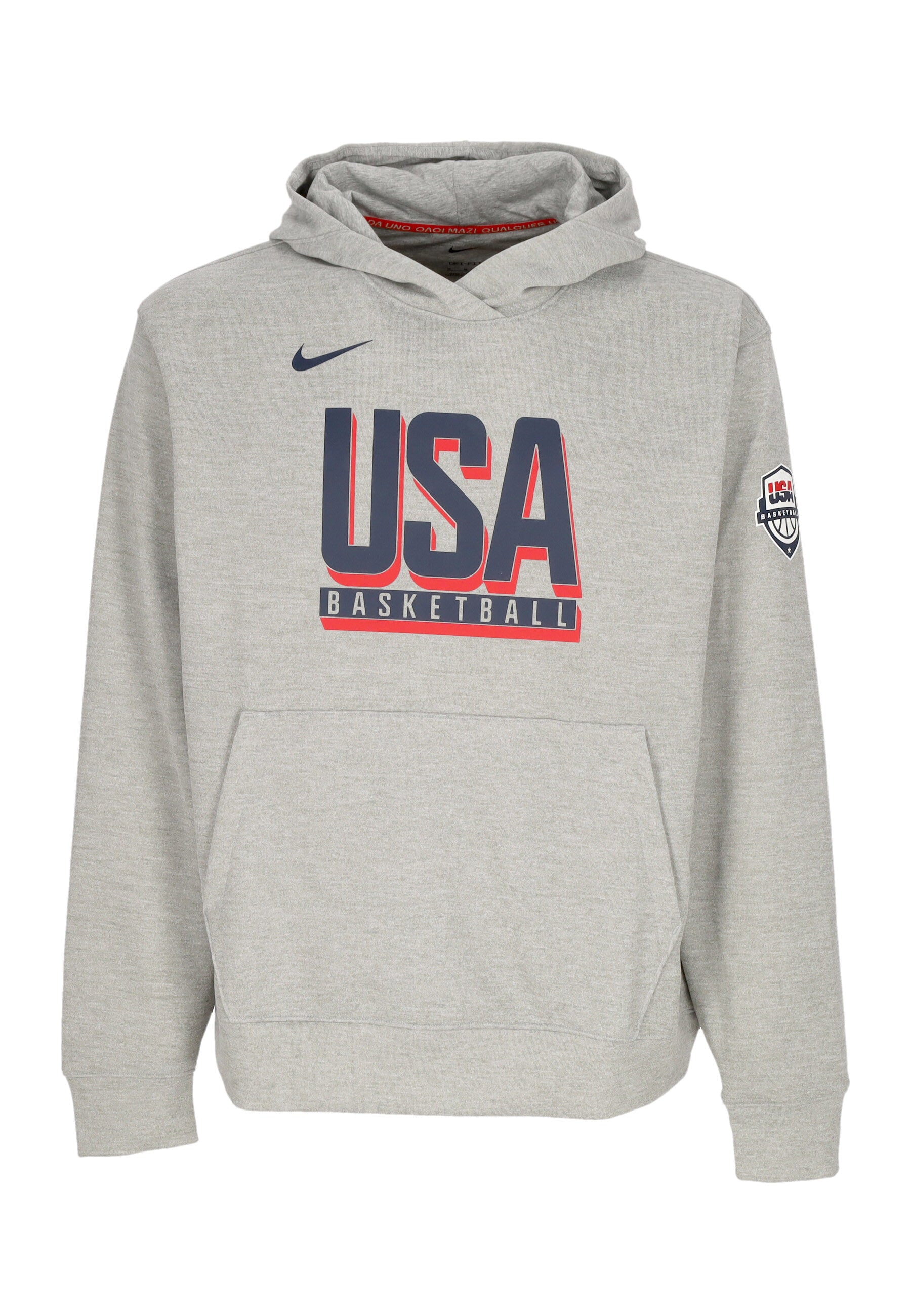 Felpa Leggera Cappuccio Uomo Practice Fleece Basketball Hoodie Team Usa Dk Grey Heather/obsidian FQ0308-063