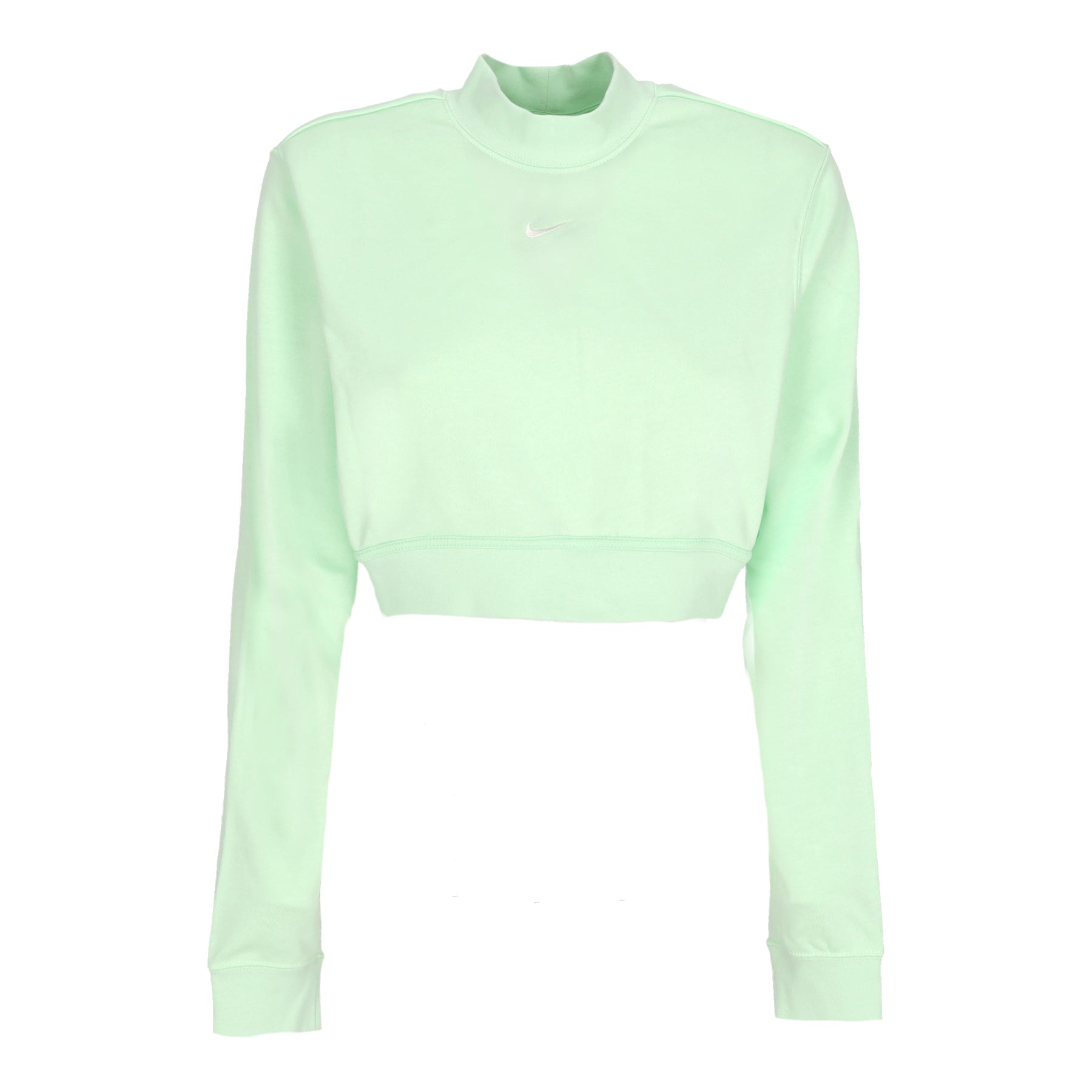 Felpa Leggera Collo Alto Corta Donna W Sportswear Chill French Terry Crop Crewneck Vapor Green/sail FN2476-376