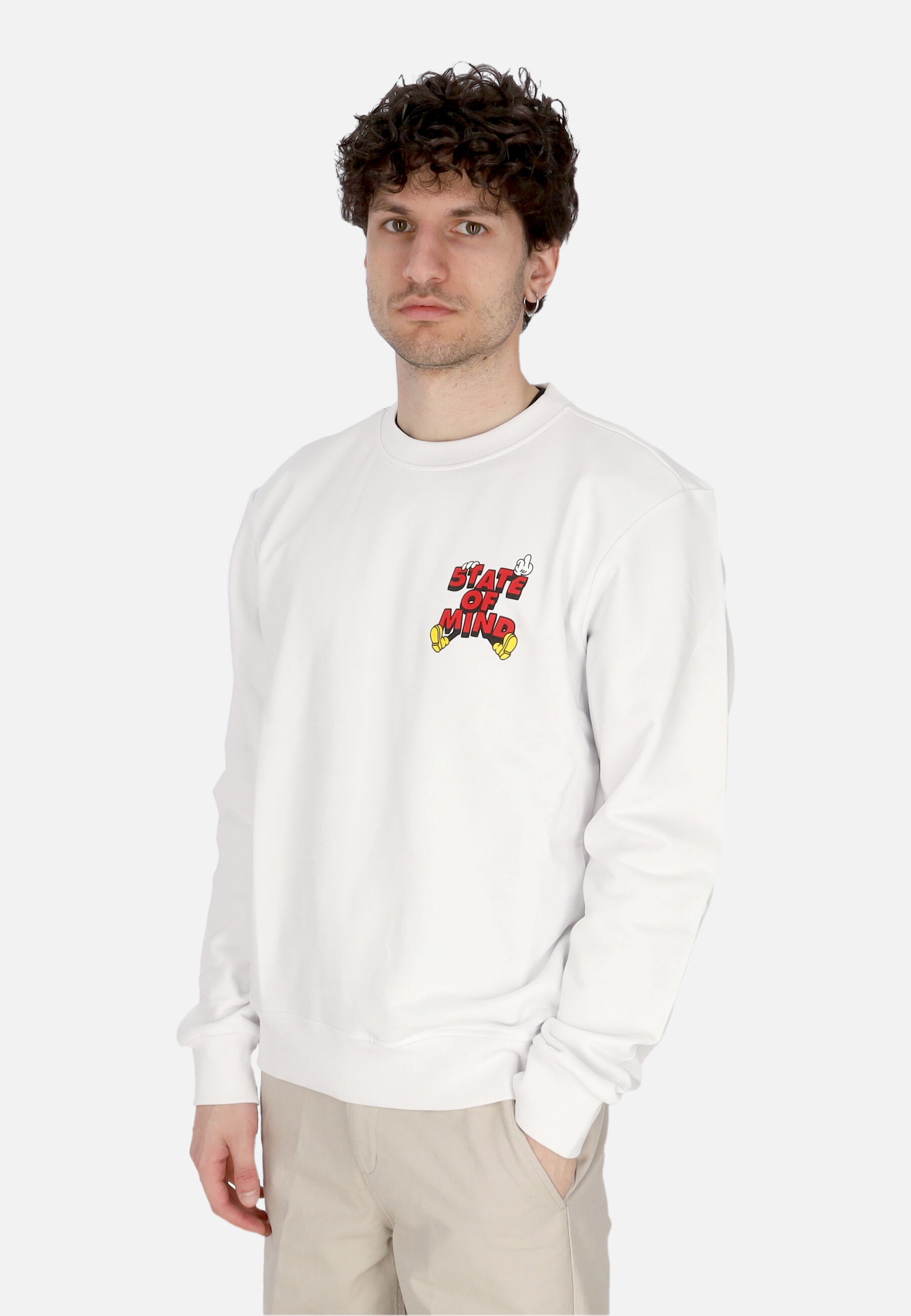 Felpa Leggera Girocollo Uomo Mickey 5tate Sweatshirt White MFSOM4121