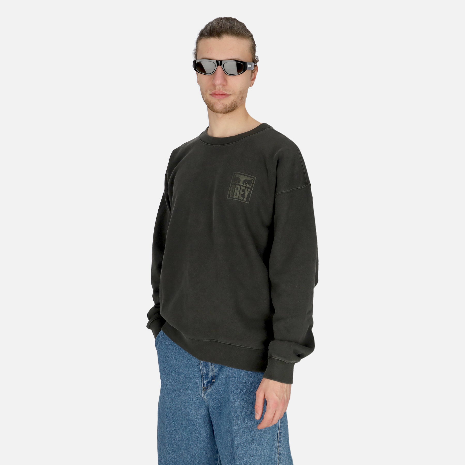 Felpa Leggera Girocollo Uomo Pigment Eyes Icon Extra Heavy Crew Pigment Pirate Black 112480147