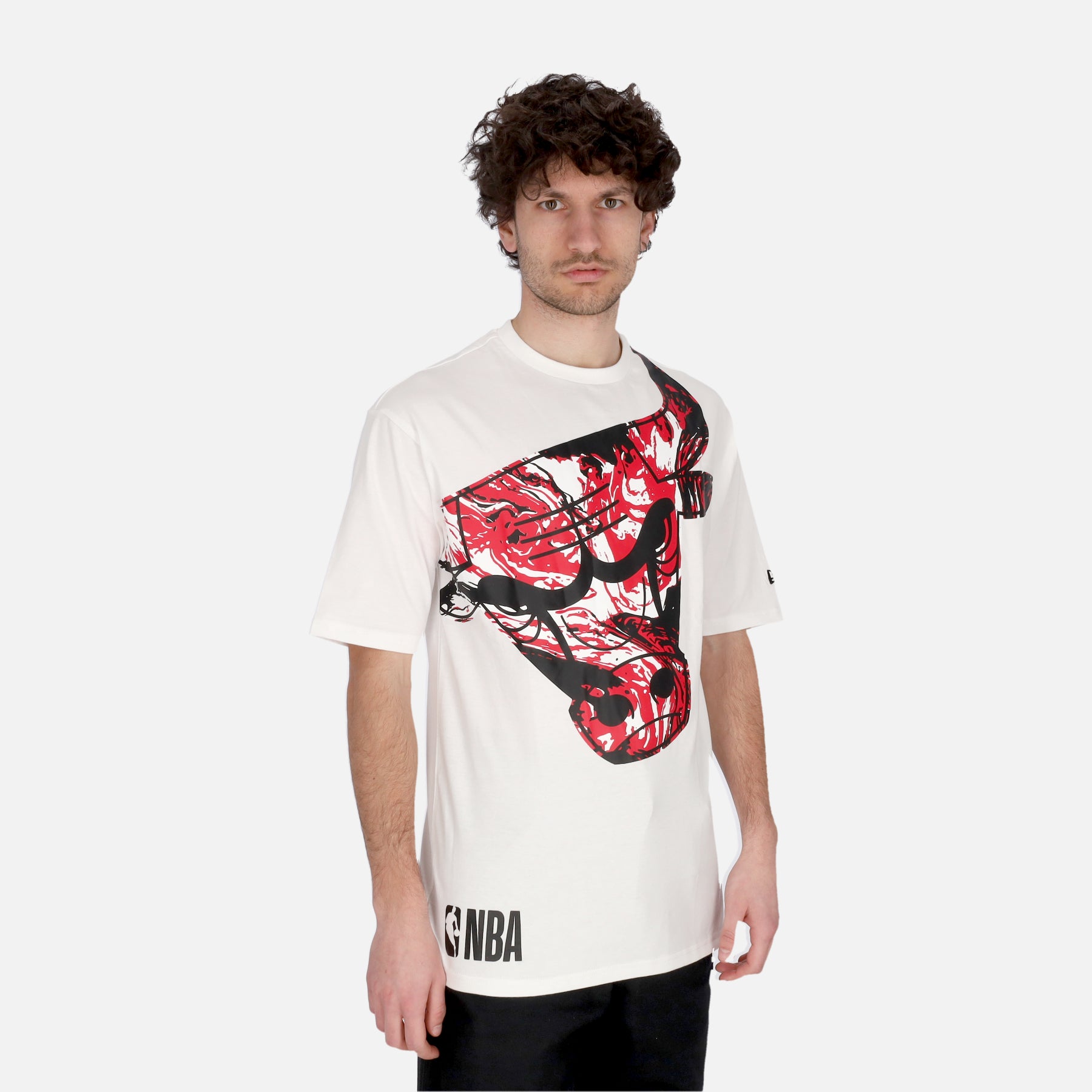 Maglietta Uomo Nba Aop Infill Oversize Tee Chibul White/front Door Red 60435415