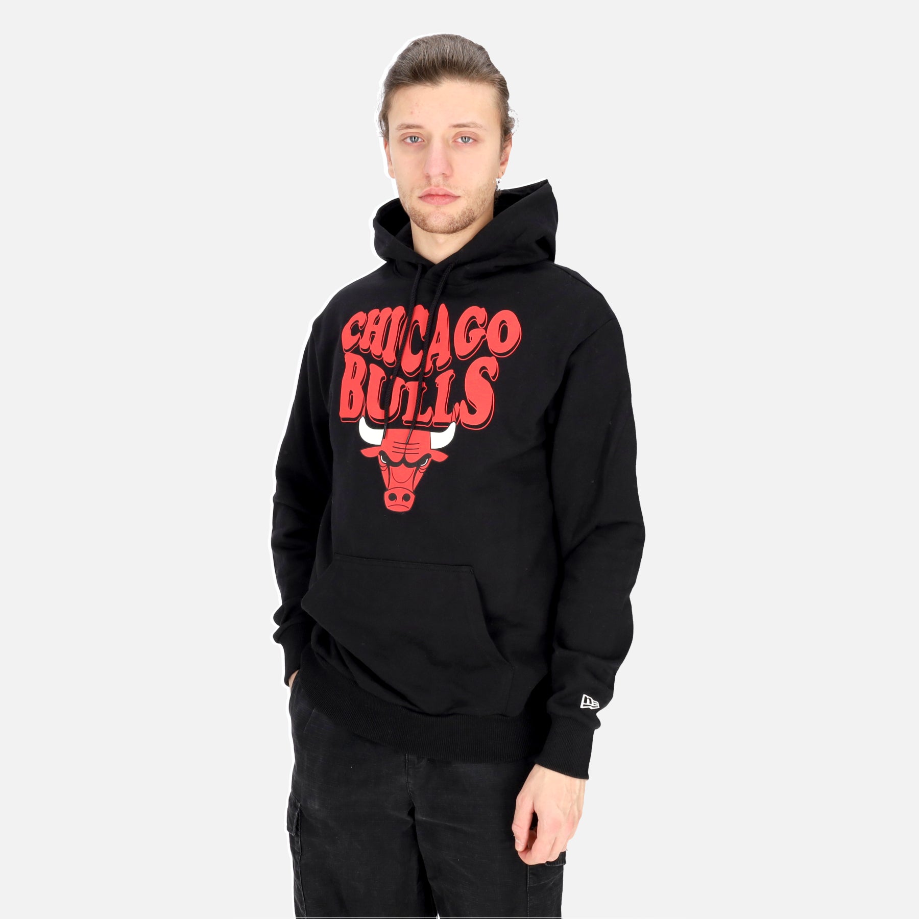 Felpa Leggera Cappuccio Uomo Nba Script Oversize Hoodie Chibul Black/front Door Red 60435514
