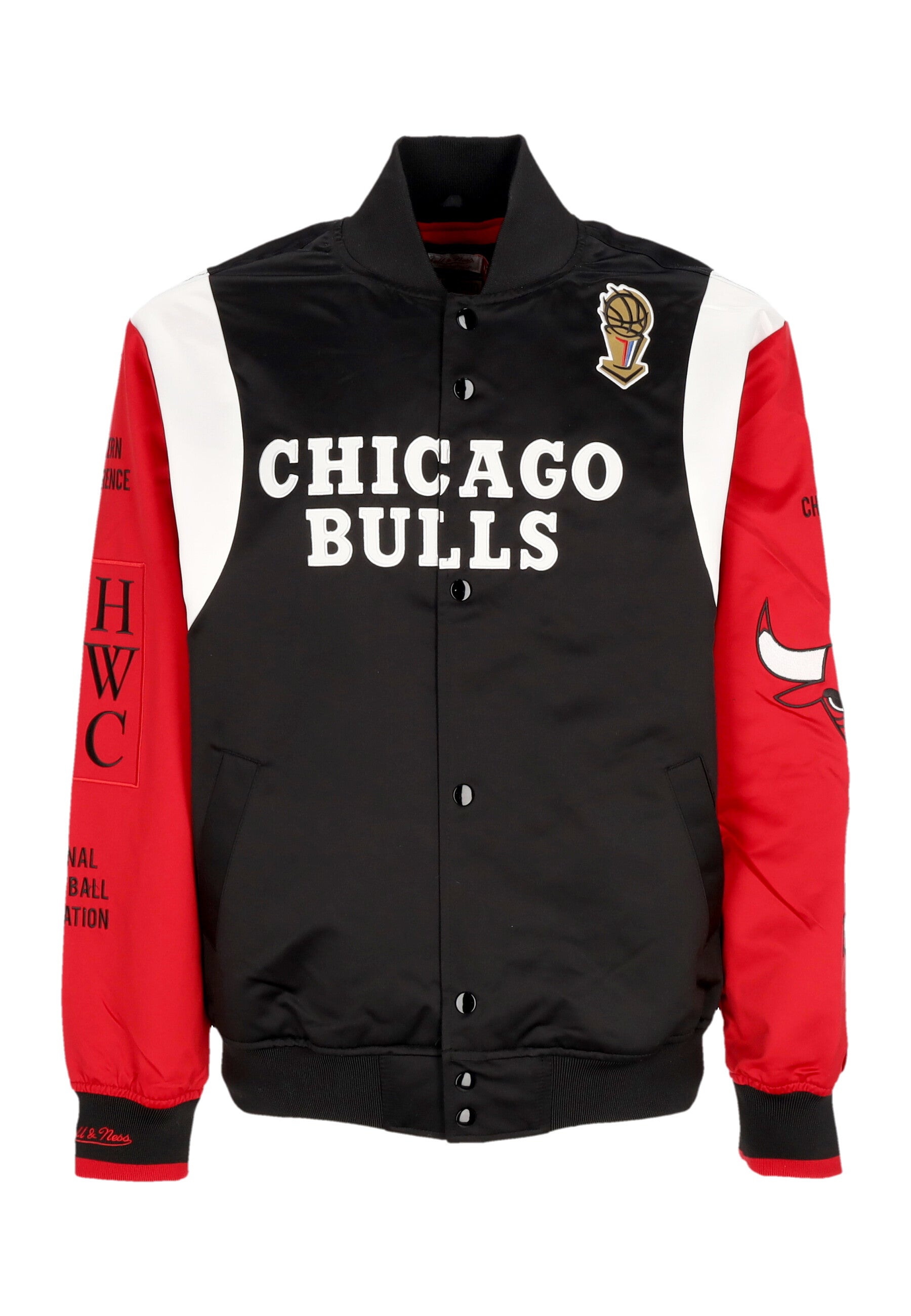 Giubbotto Bomber Uomo Nba Team Origins Satin Jacket Chibul Original Team Colors JK9255-CBUBLCK