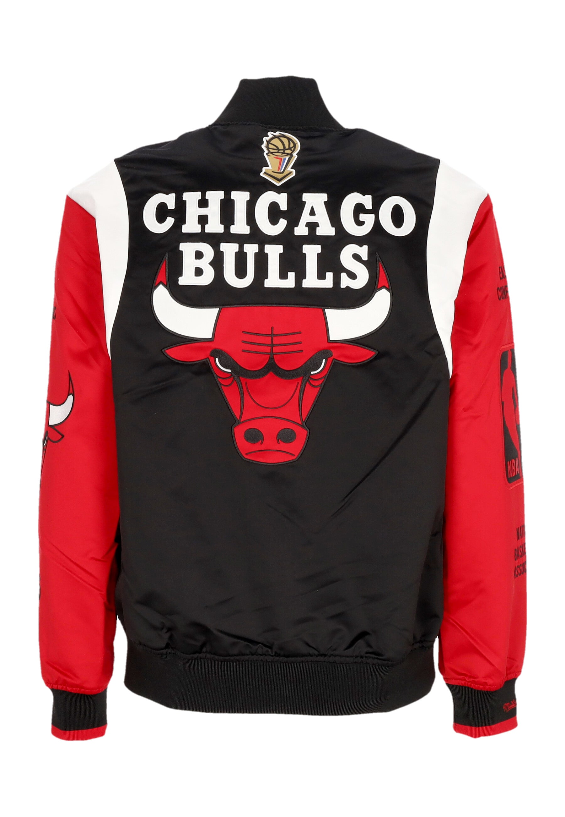 Giubbotto Bomber Uomo Nba Team Origins Satin Jacket Chibul Original Team Colors JK9255-CBUBLCK