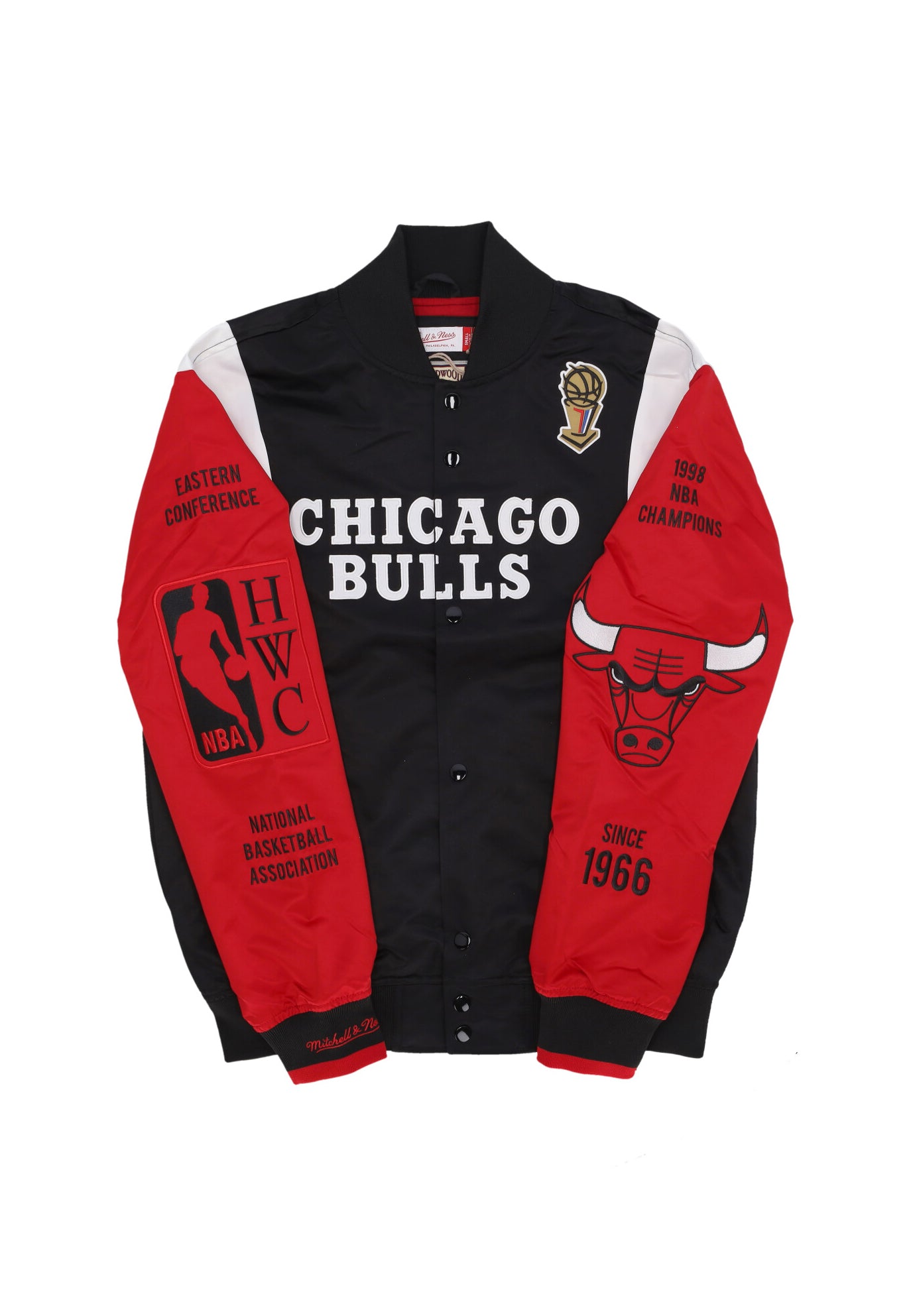 Giubbotto Bomber Uomo Nba Team Origins Satin Jacket Chibul Original Team Colors JK9255-CBUBLCK