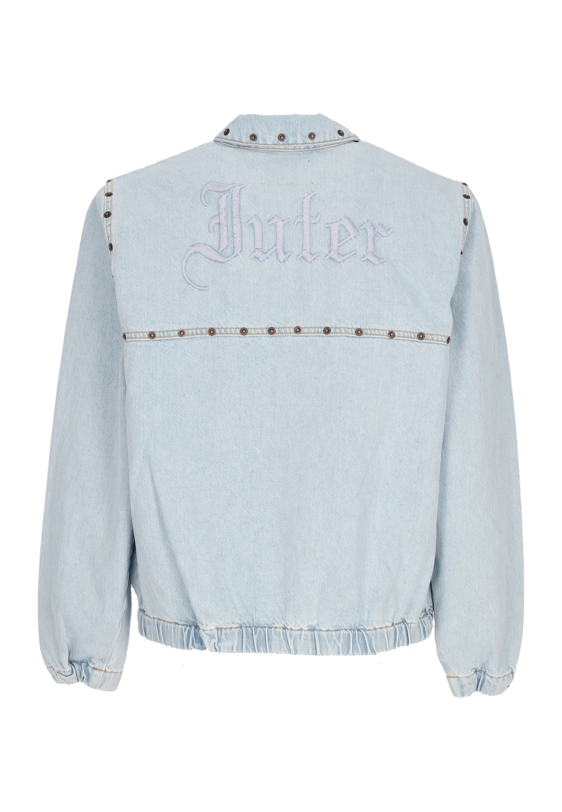 Giubbotto Jeans Uomo Rivets Harrington Denim Jacket Light Blue