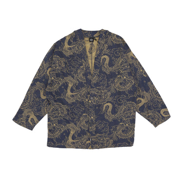 Camicia Manica Lunga Uomo Chinese Dragon Pattern Kimono Shirt Navy/gold SH711-SY-03