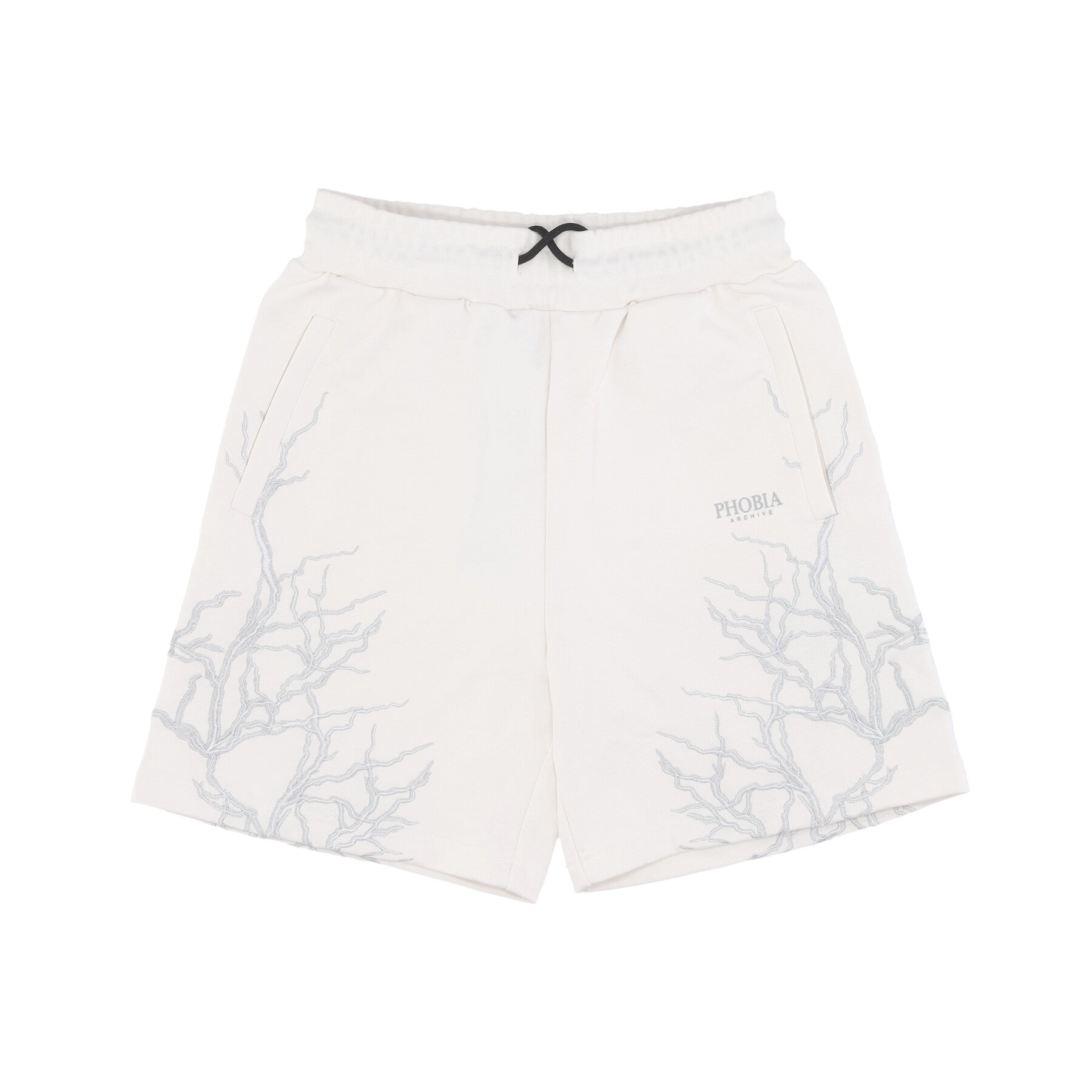 Pantalone Corto Tuta Uomo Embroidery Lightning Shorts White/grey PH00534