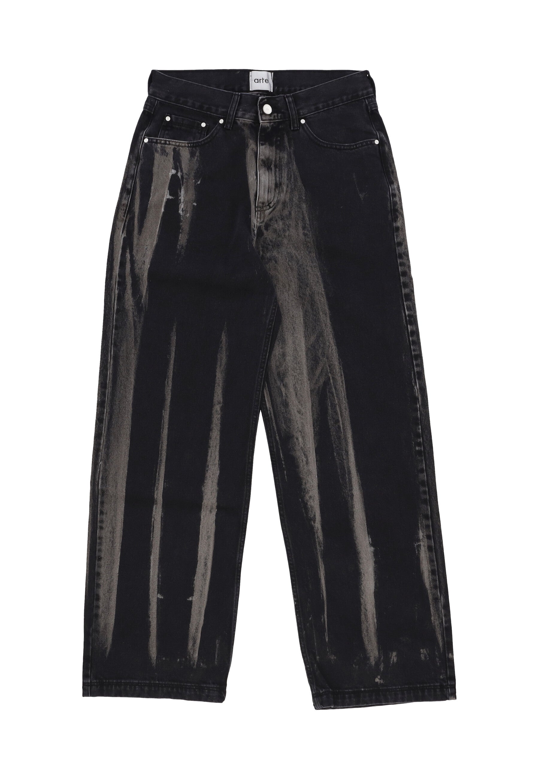 Jeans Uomo Washed Jeans Pants Black Denim 030P