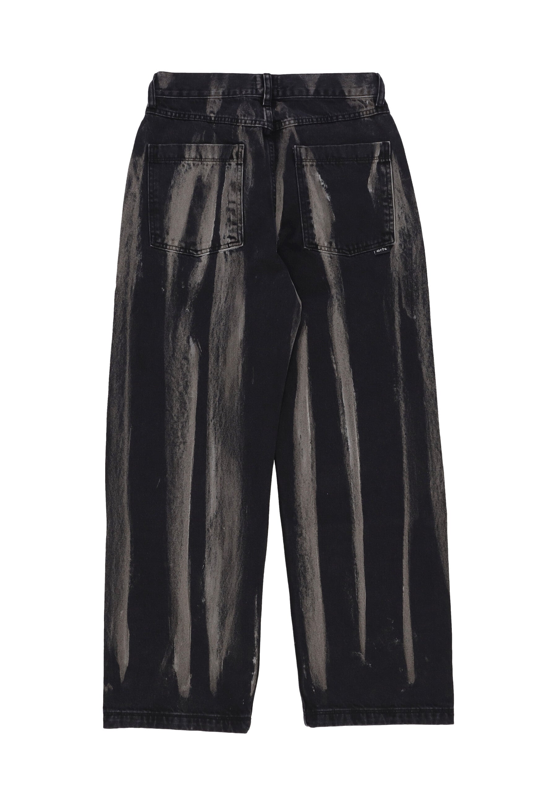 Jeans Uomo Washed Jeans Pants Black Denim 030P