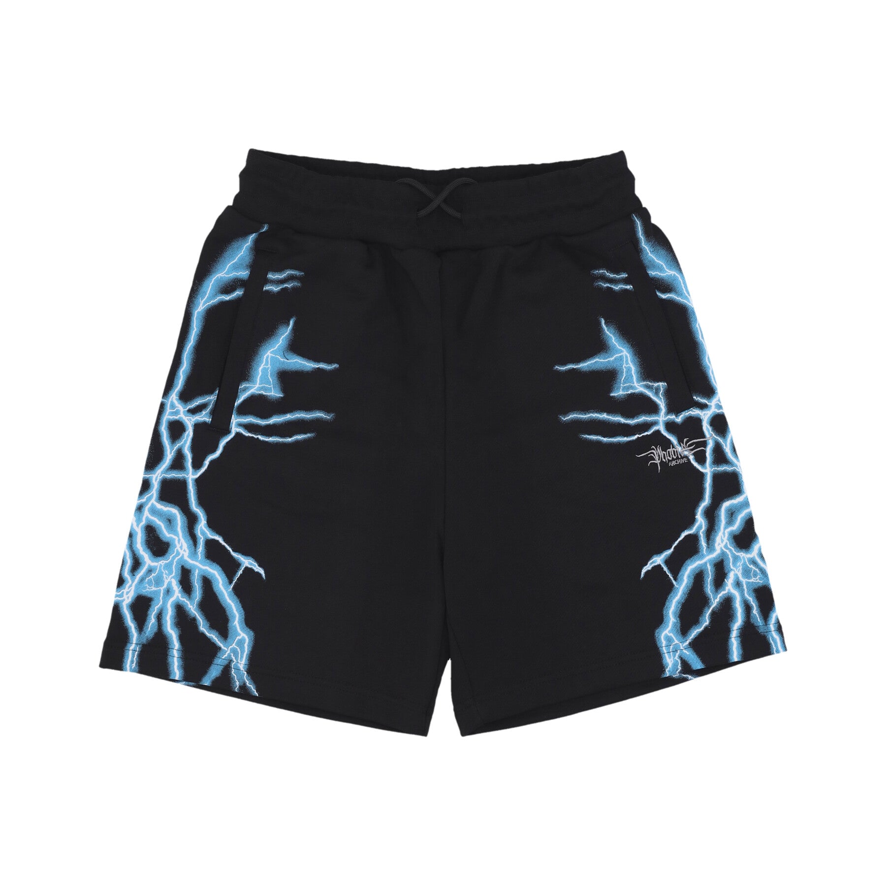 Pantalone Tuta Leggero Uomo Lateral Lightning Print Shorts Black/light Blue PH00567
