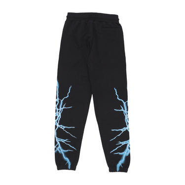Pantalone Tuta Leggero Uomo Lateral Lightning Print Pants Black/light Blue PH00573