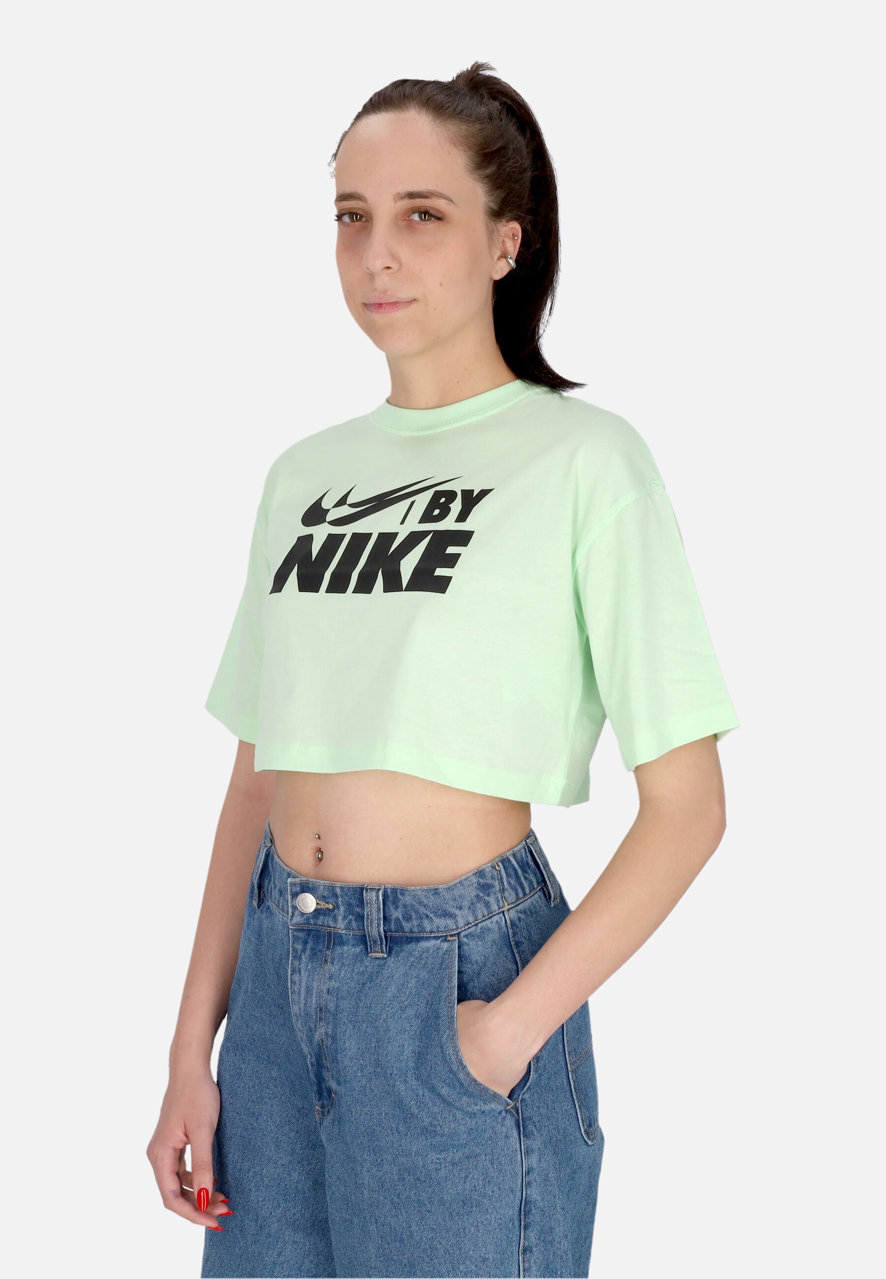 Maglietta Corta Donna W Sportswear Swoosh Big Logo Crop Tee Vapor Green/black FZ4635-376